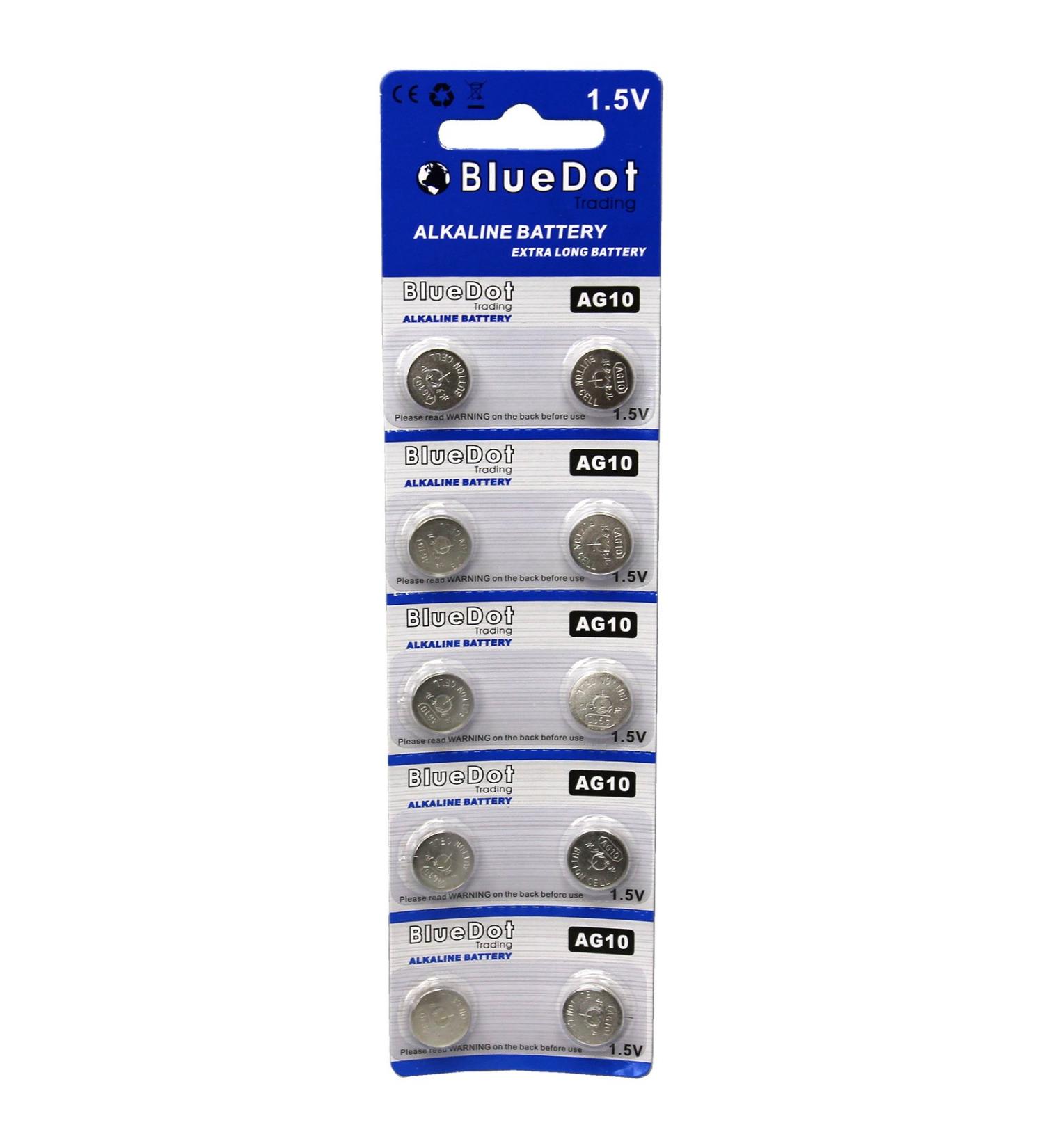 BlueDot Trading AG10 LR1130 LR54 LR54 1.5V Alkaline Coin Cell Battery for Watch Hearing Aid Calculator Flashlights Keyless Entry Batteries 10 Count 10 Count (Pack of 1) AG10
