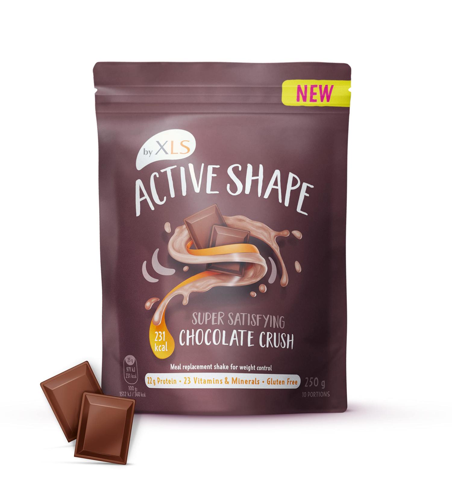 XLS Active Shape Crushed Chocolate Meal Replacement Powder for Weight Management 23 Vitamins & Minerals 22g Protein Gluten Free 250g (10 Servings) - Buy Online on GoSupps.com