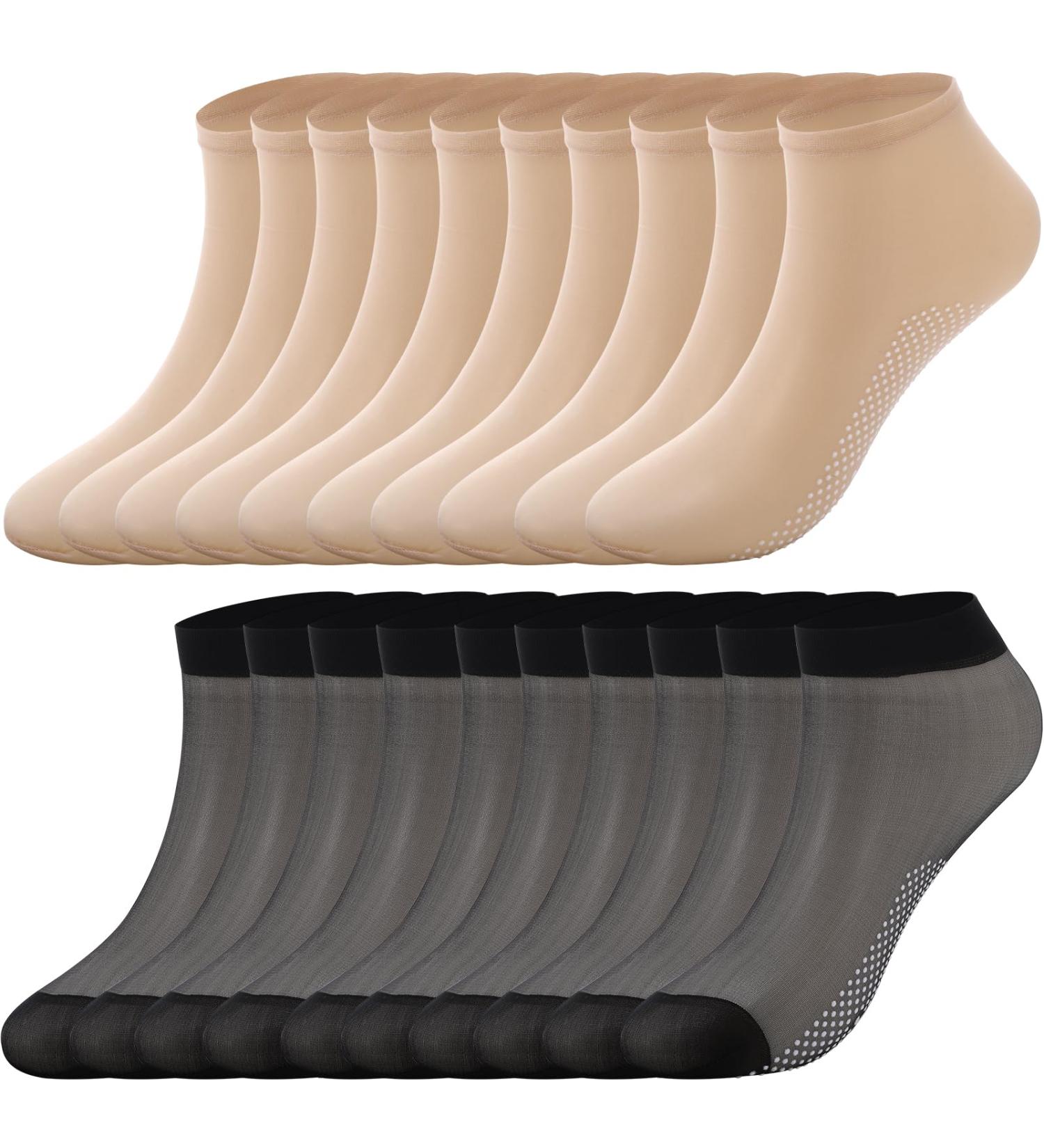 Buy 20 Pairs of Women's Nylon Stockings - Matt Transparent Reinforced Toes EU 35-42 - Black & Nude Silk Socks | Best Quality & International Shipping - Buy Online on GoSupps.com