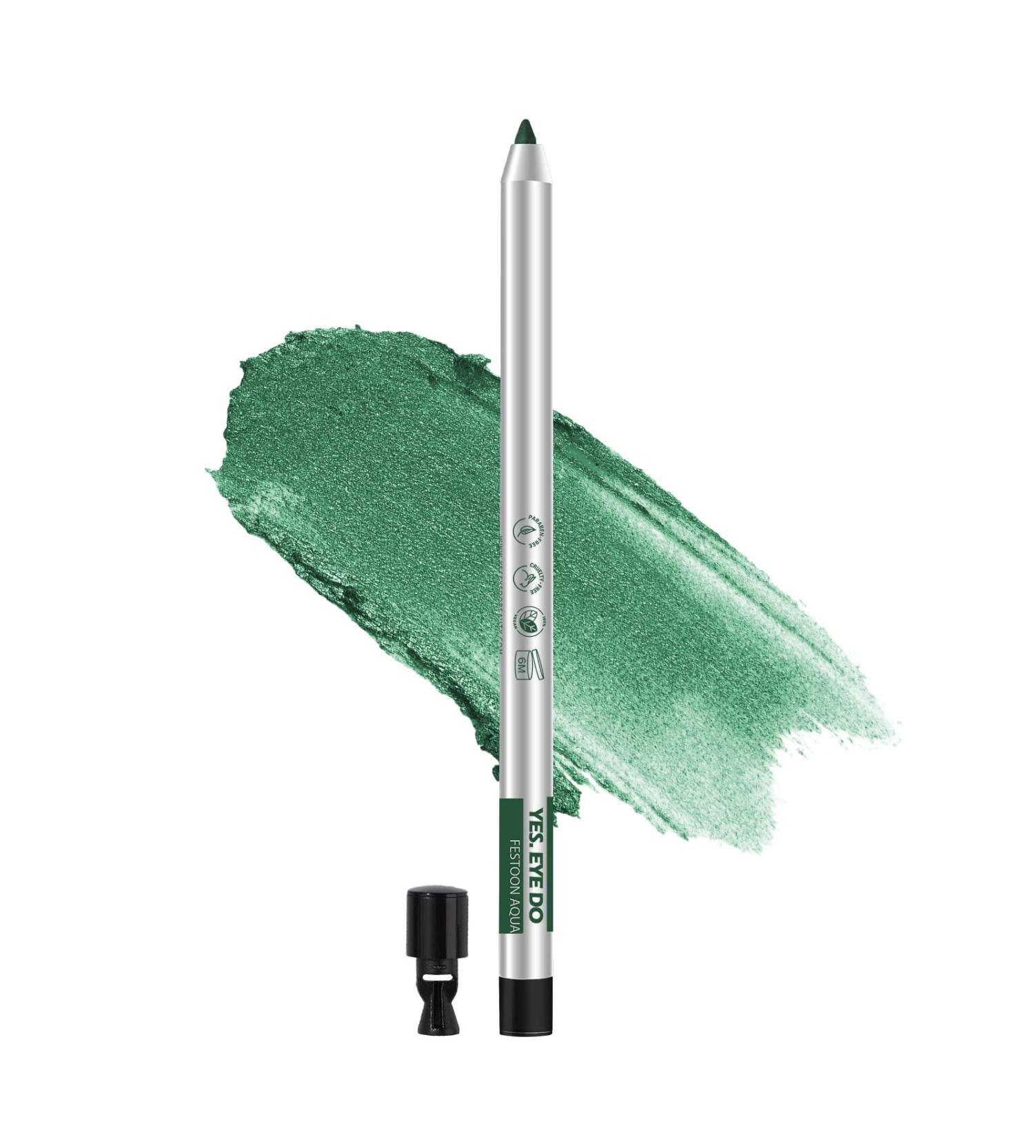 YES.EYE DO Gel Eyeliner Waterproof Smudgeproof Retractable Eyeliner Gel with built-in sharpener Colored Glitter Eyeliner Highly Pigmented and Creamy (Festoon Aqua) - Buy Online on GoSupps.com