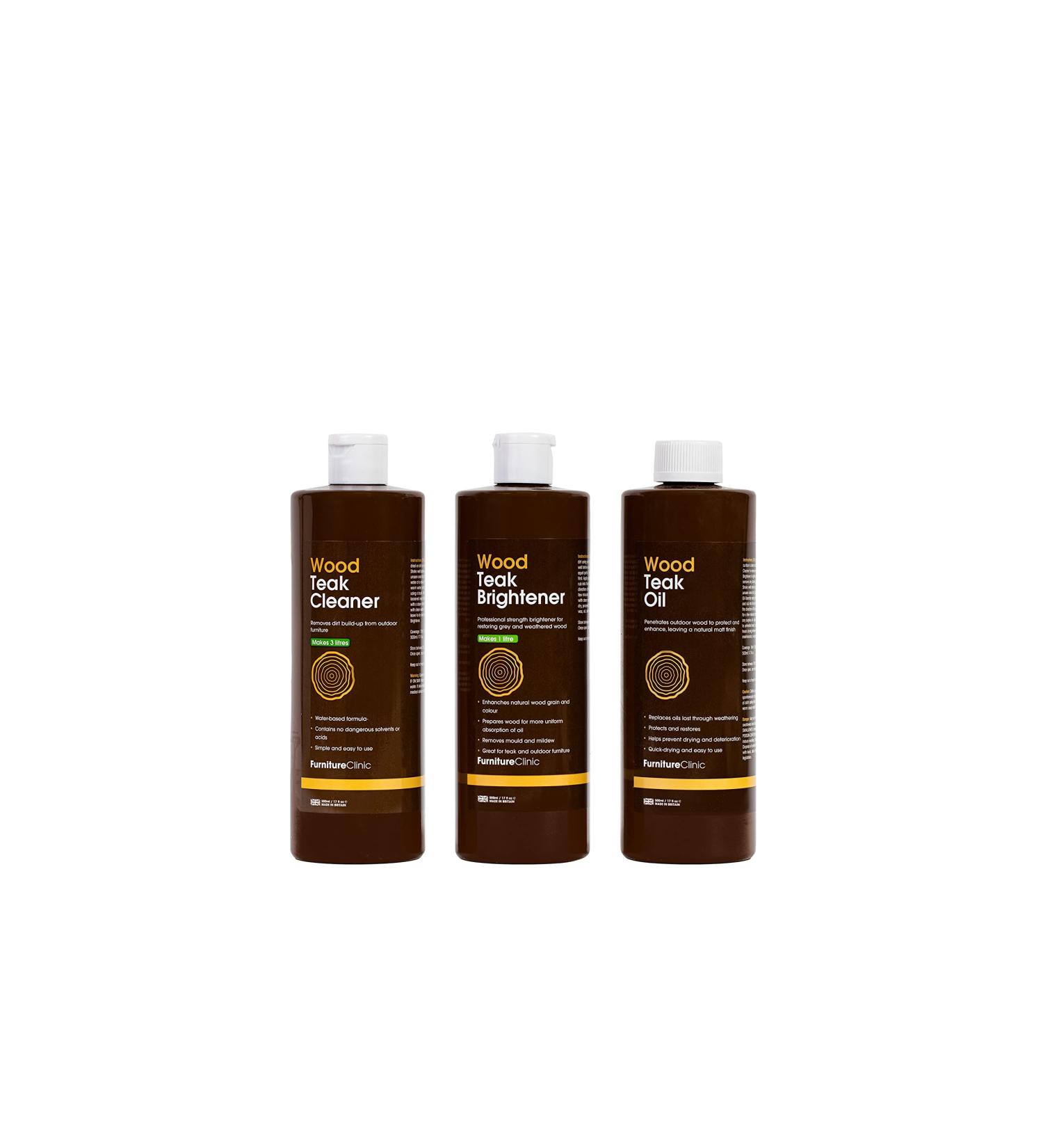 Furniture Clinic Teak Care Kit - Teak Oil, Cleaner & Brightener for Wood Restoration & Protection - Buy Online on GoSupps.com