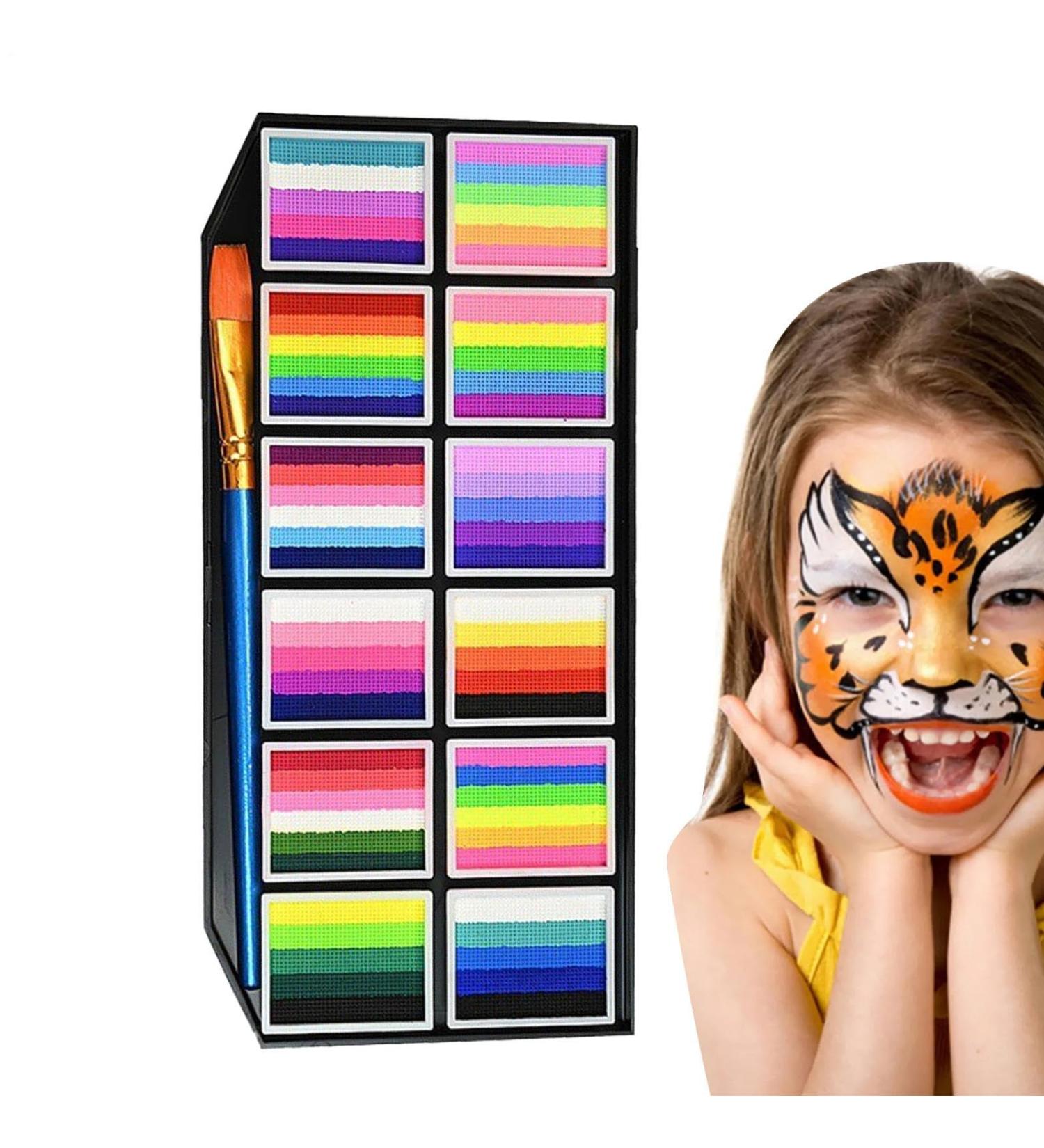  Uozonit Face Makeup Palette Body Paint Water-Based Smear-Resistant Washable 12 Grids with Markers and Brushes for Women Girls Parties Halloween Sports and - Buy Online on GoSupps.com