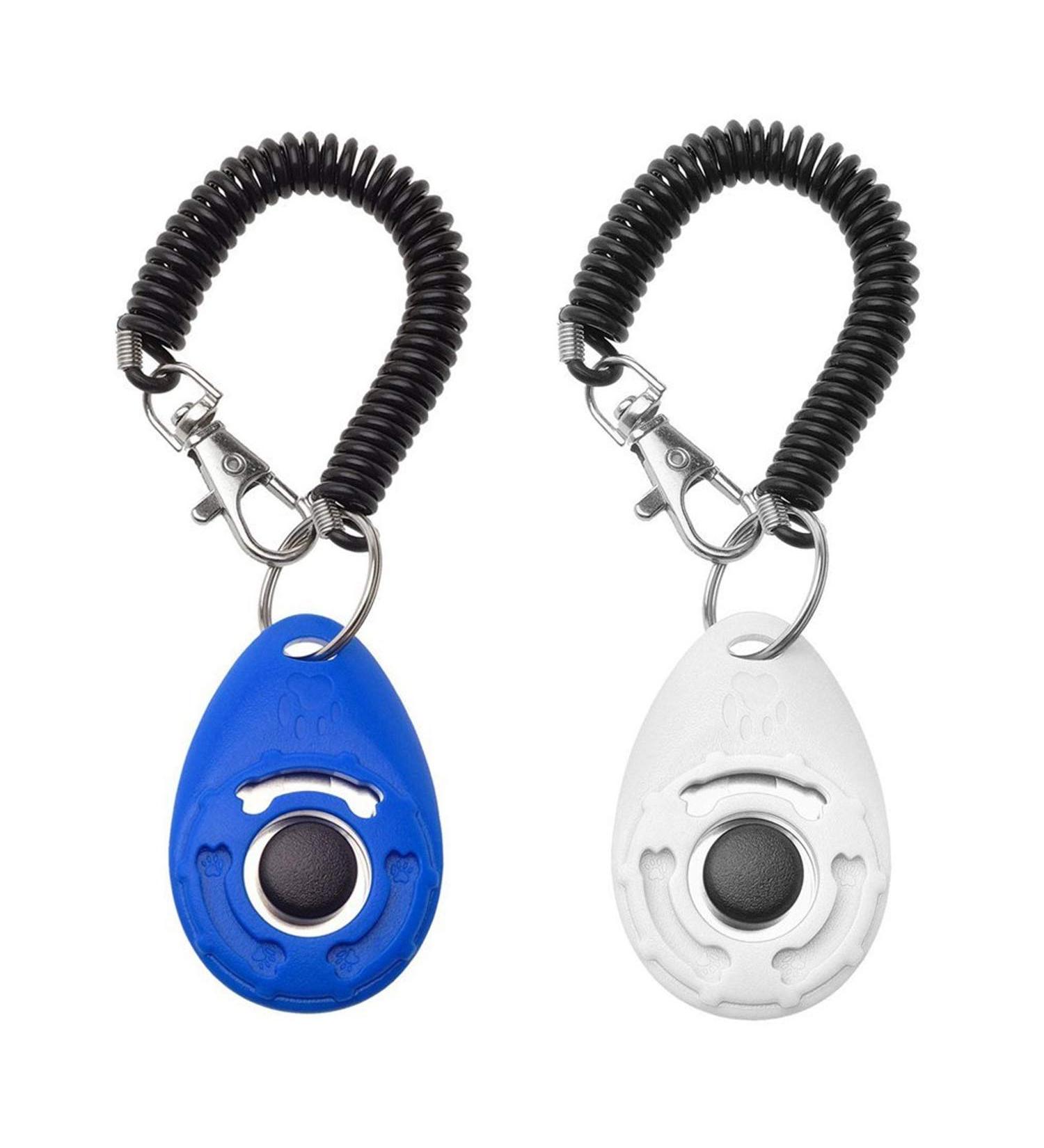 Txibi 2Pack Pet Dog Training Clicker with Wrist Strap - Durable Lightweight Easy to Use Pet Clickers for Cats Puppy Birds Horses (Blue + White) - Buy Online on GoSupps.com