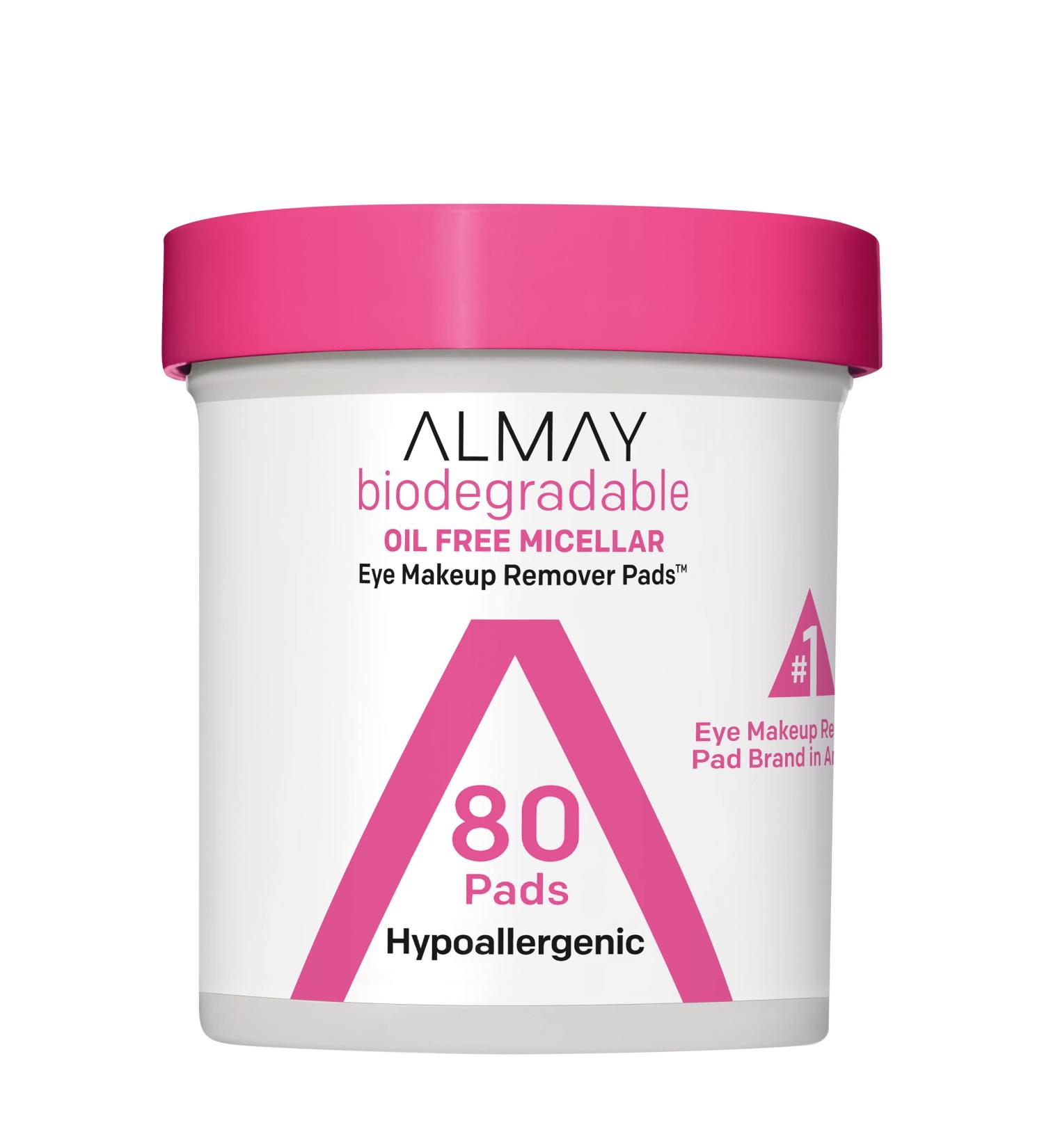 Almay Biodegradable Oil-Free Makeup Remover Pads | Micellar | Hypoallergenic | Cruelty-Free | Fragrance-Free | 80 Count - Buy Online on GoSupps.com