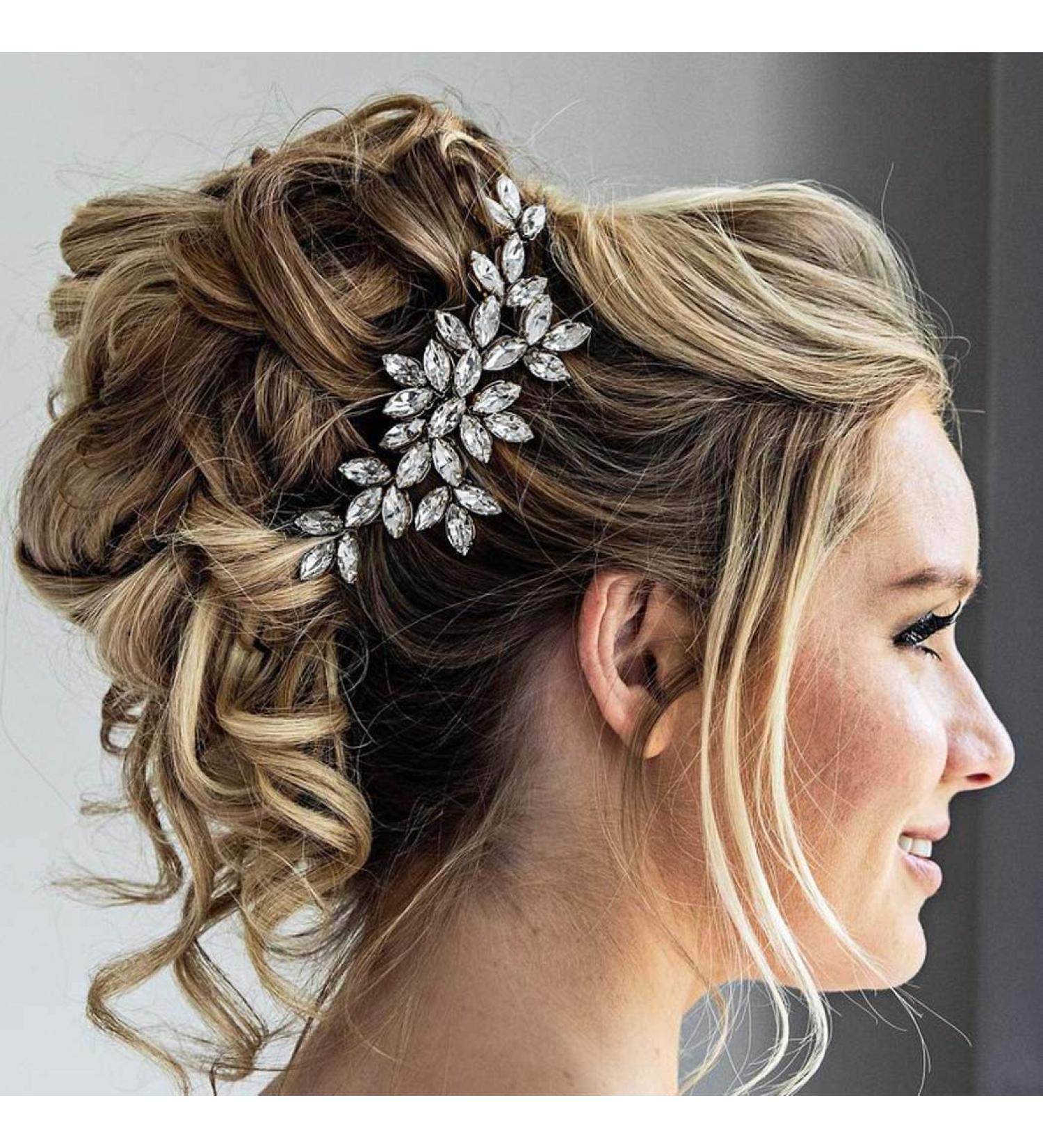 Unicra Bride Crystal Wedding Hair Comb - Rhinestone Bridal Side Accessory (A-Silver) - Buy Online on GoSupps.com