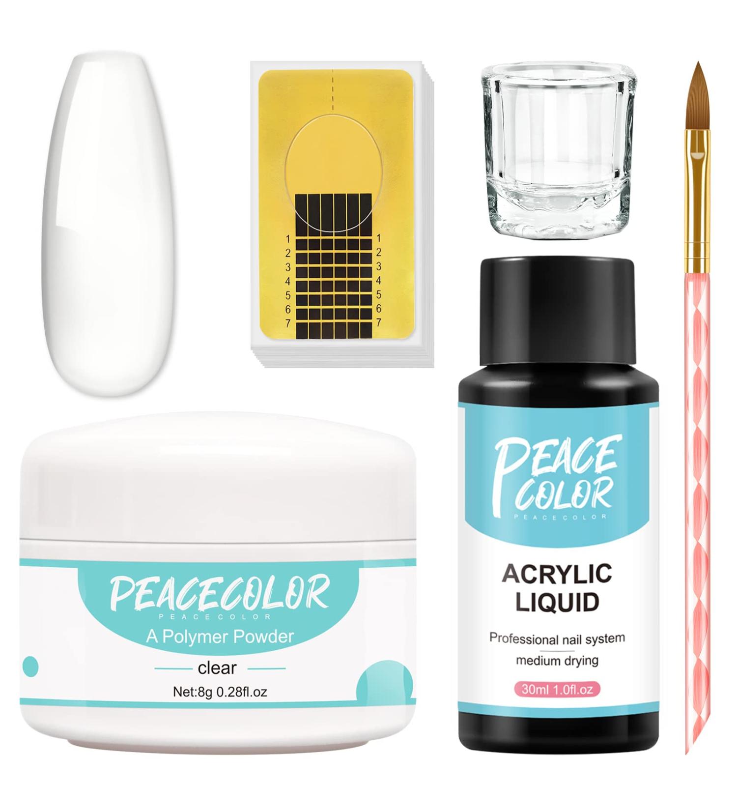 PEACECOLOR Acrylic Nail Kit with 8G Clear Acrylic Powder 30ML Acrylic Liquid Nail Art Pen Brush 20PC Nail Forms Glass Cup for Nail Extension Acrylic Nail Art Starter Kit color 186 - Buy Online on GoSupps.com
