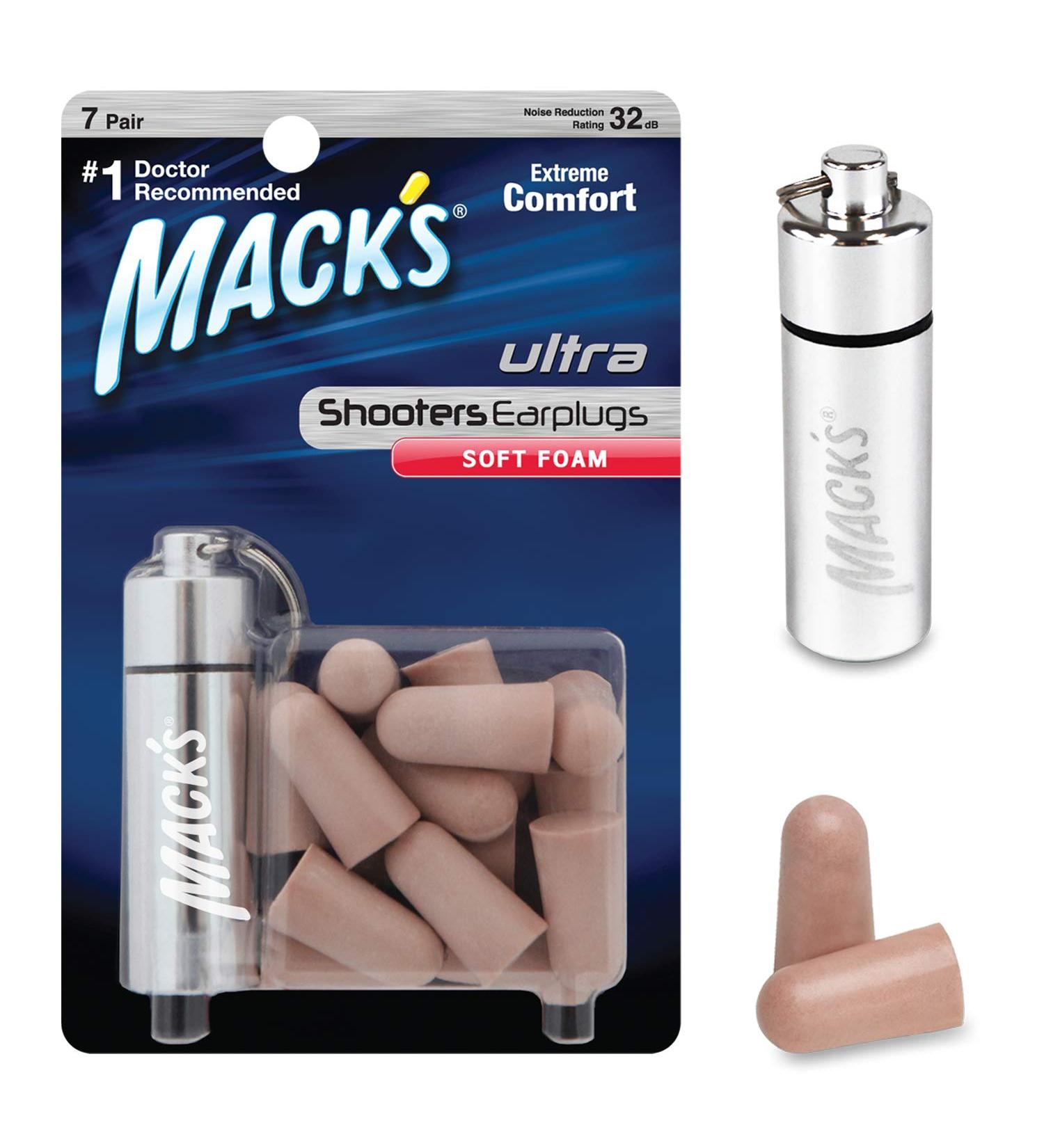 Macks Ultra Soft Foam Shooting Earplugs - 7 Pair with Travel Case | 32dB High NRR - Comfortable Ear Plugs for Hunting, Tactical, Target Shooting - Skeet and Trap Shooting - Buy Online on GoSupps.com