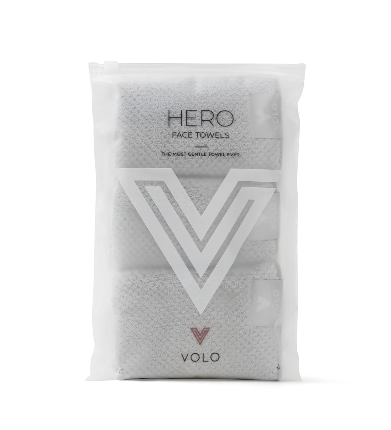 VOLO Hero Luna Gray Face Towel 3PK - Reusable Wash Cloths for Makeup Removal & Shower, Ultra Soft Absorbent Nanoweave Fabric - Fast Drying Microfiber - Buy Online on GoSupps.com