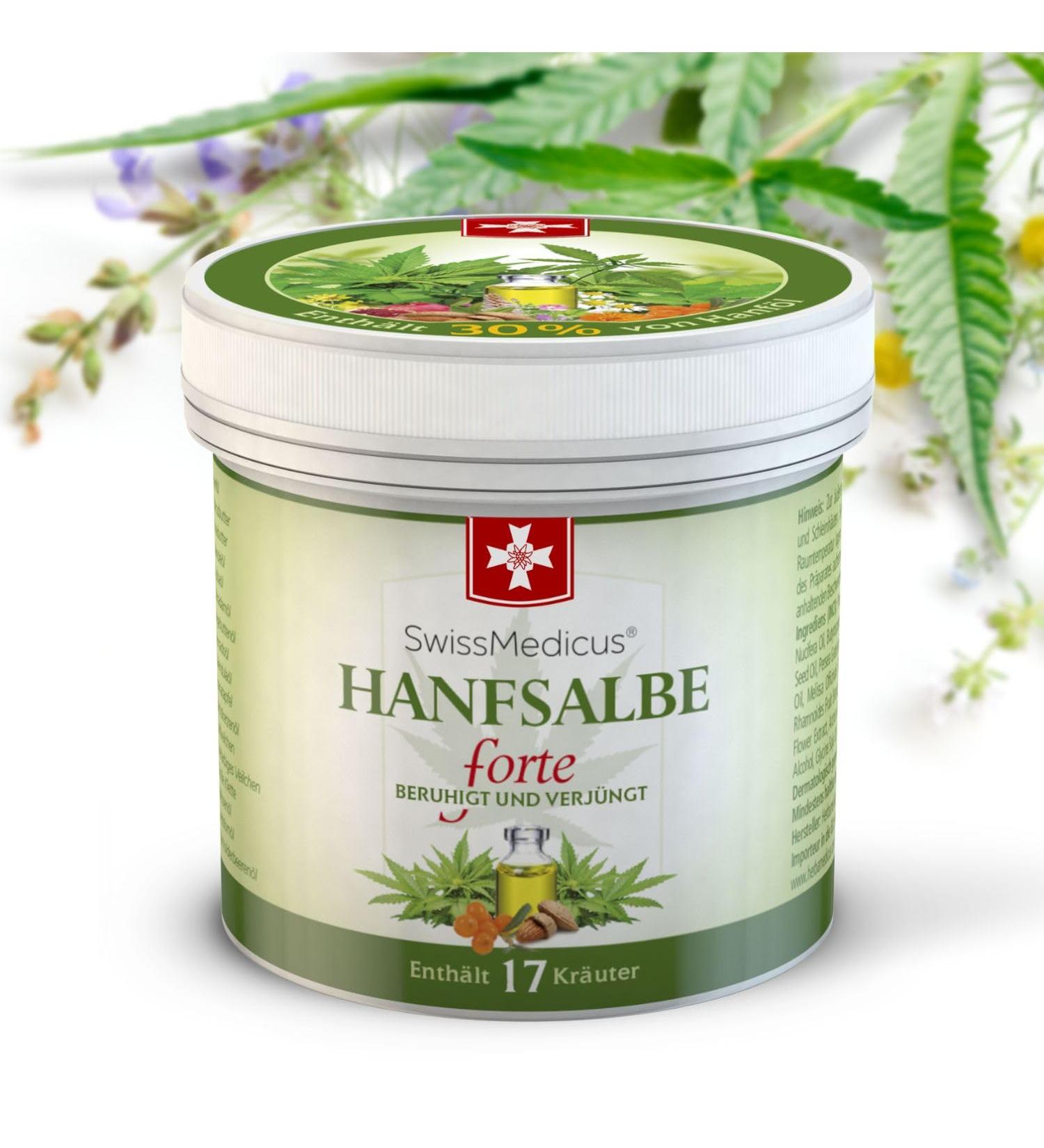 Swissmedicus Hemp Ointment Forte - 30% Hemp Oil for Acne Eczema & Psoriasis - Natural Vegan 125ml Remedy for Problematic Skin - Buy Online on GoSupps.com