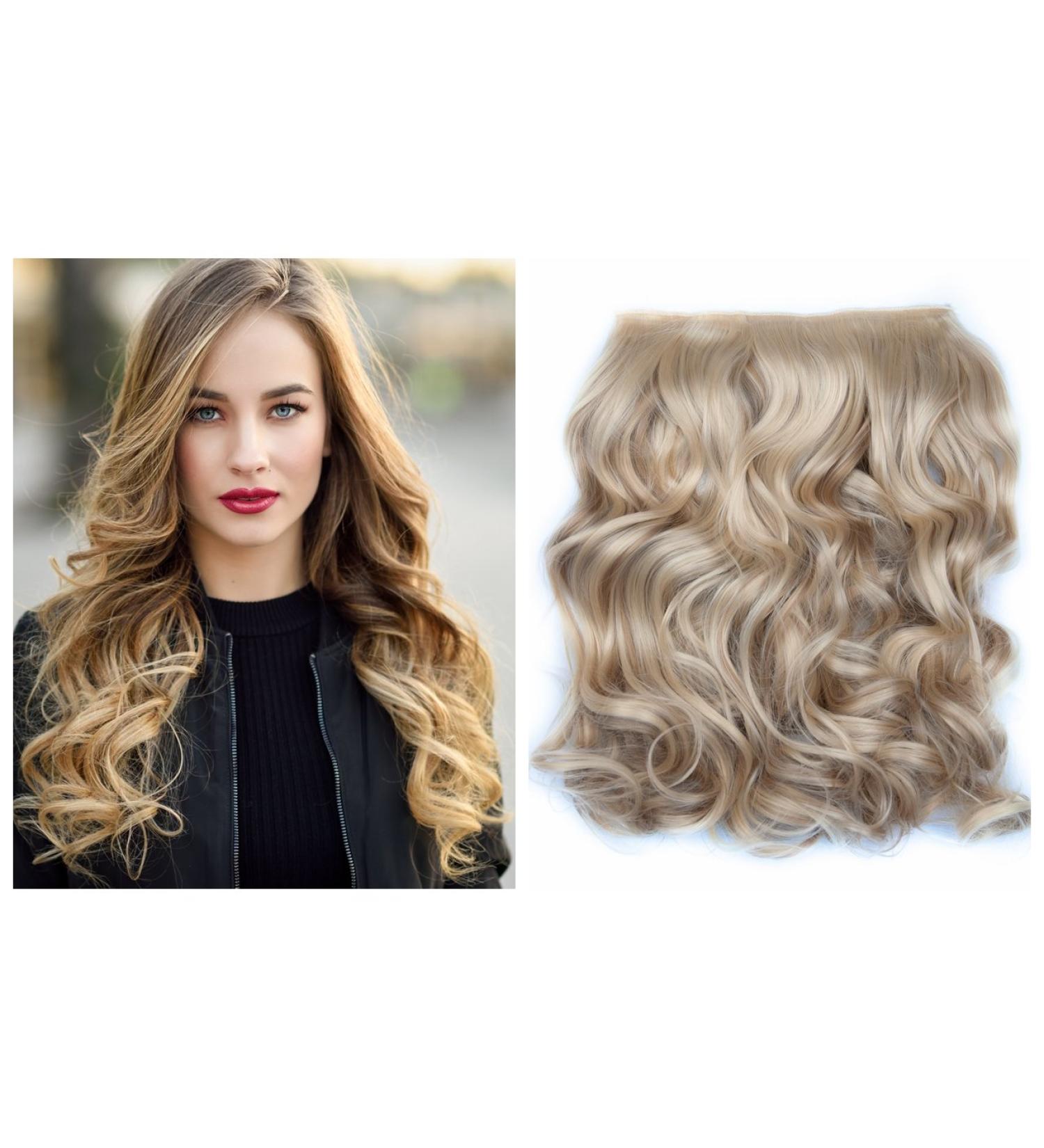 BOMBSHELL HAIR EXTENSIONS 250g 24" Curly 3 Pieces Full Head Clip On Hair Extensions Hair Piece Wig (M14 HIGHLIGHTS MIX BLONDE) - Buy Online on GoSupps.com