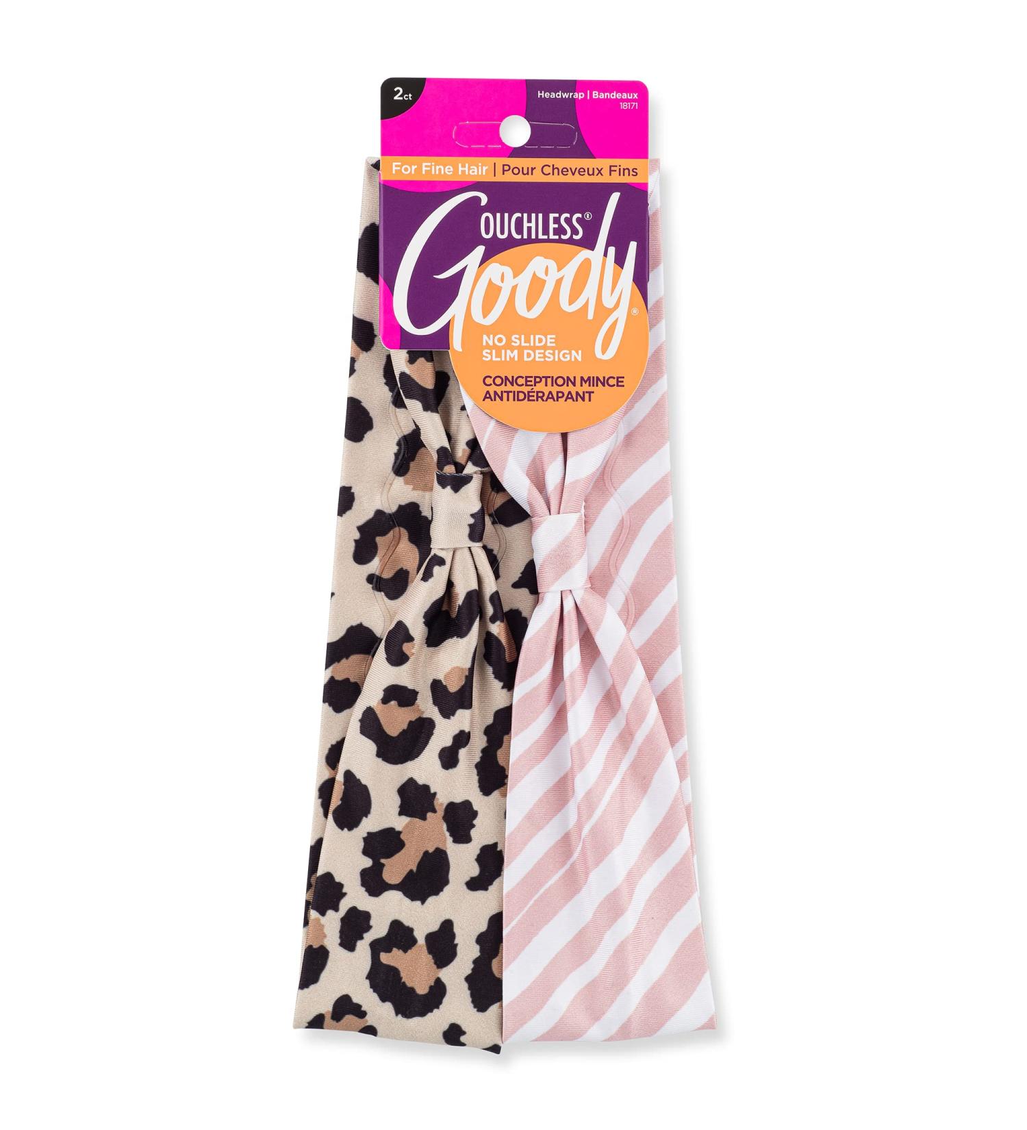 Goody Low Profile Headwraps for Fine Hair - 2 Count Cheetah & Stripe - Pain-Free Stylish Hair Accessories for All - Buy Online on GoSupps.com
