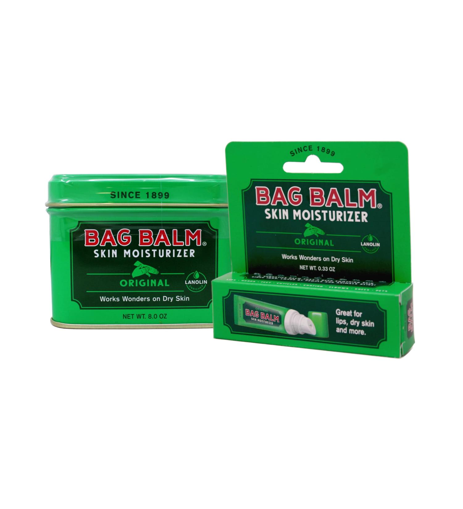 Bag Balm Skin Moisturizer Kit - Original Formula for Dry Skin Hands Feet Lips Cuticles Elbows Heels Chafing Pets & Livestock - Includes 1 8 oz Tin & 1 0.33 On The Go Tube - Buy Online on GoSupps.com