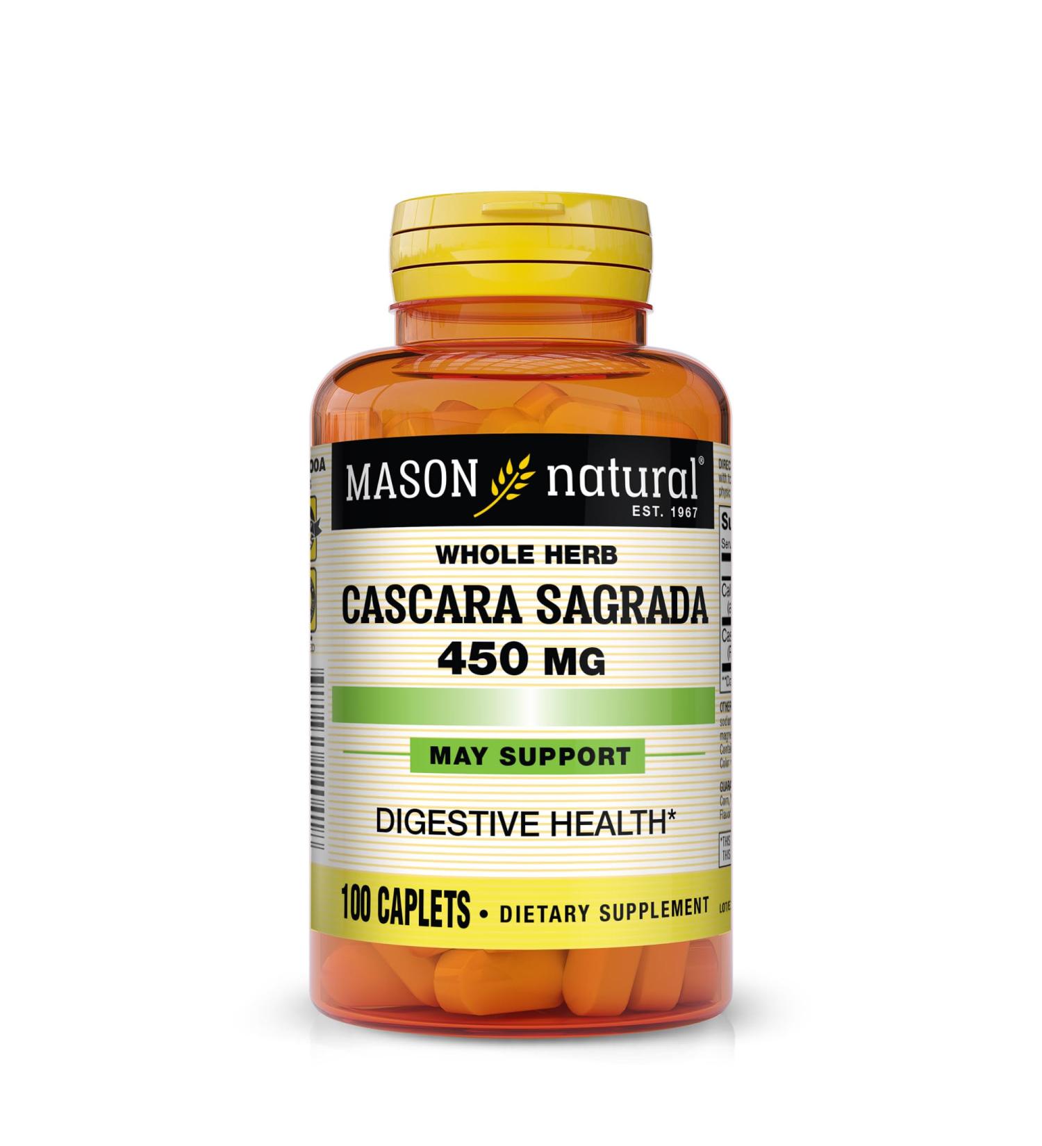 Mason Natural Cascara Sagrada 450mg - 100 Caplets for Digestive Health | Buy Internationally - Buy Online on GoSupps.com