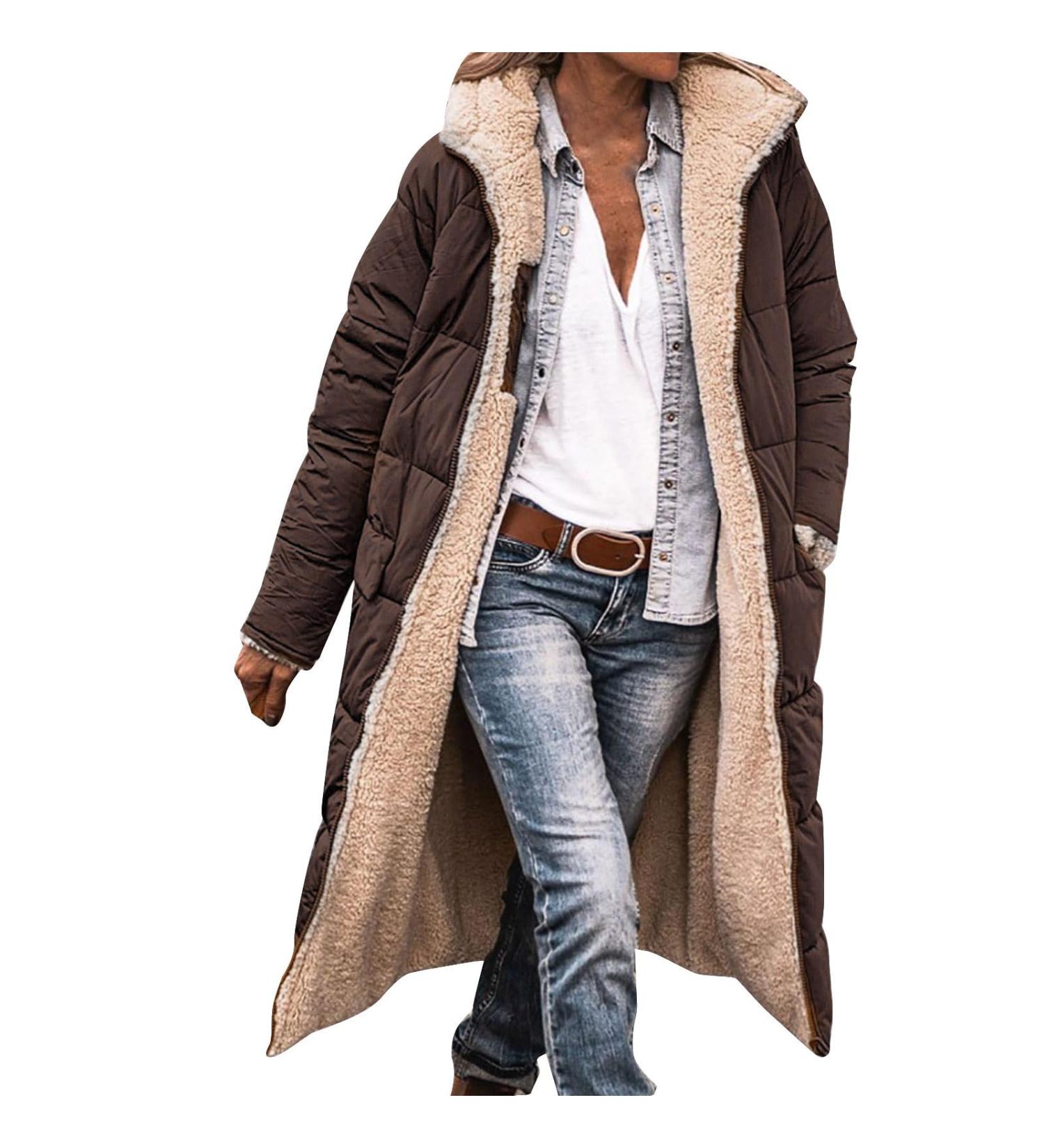 Buy Hanxiulin Oversize Winter Coat for Women | Plush Fleece Hoodie Jacket | Warm & Windproof - Buy Online on GoSupps.com
