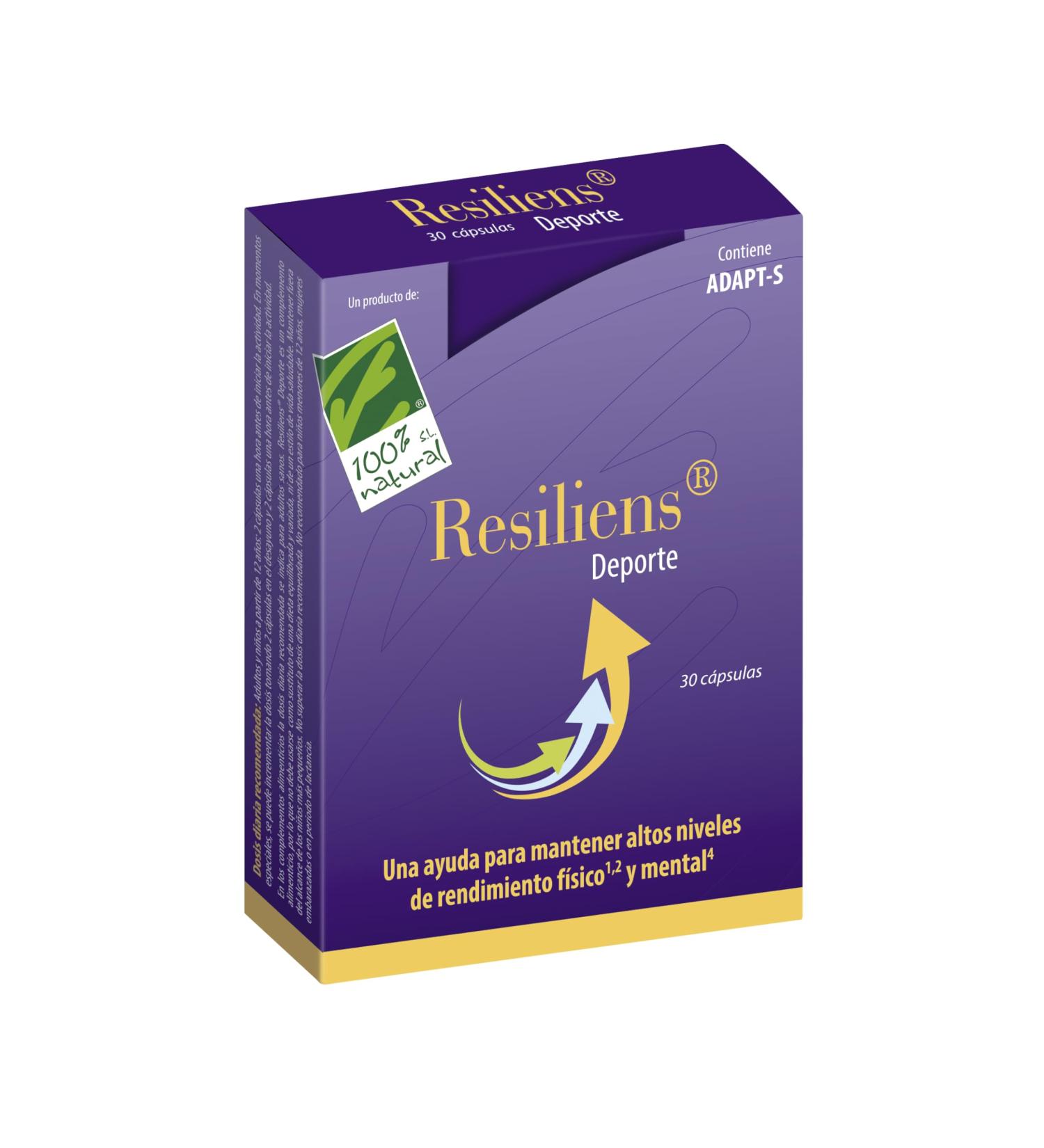CIENPORCIENNATU RESILIENS DEPORTE 30cap is a dietary supplement in easytoswallow capsules When used consistently it supports normal body functions The package contains 30 capsules This is how it works - Buy Online on GoSupps.com
