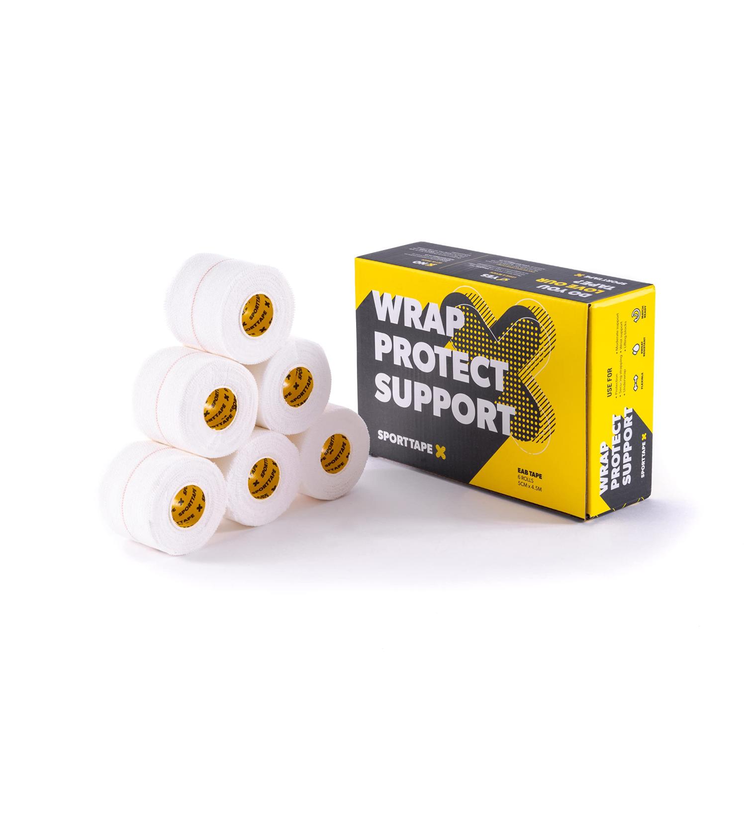 SPORTTAPE EAB Fabric Strapping Tape - 5cm x 4.5m (6 Rolls) | Extra Strong Rugby Adhesive Bandage Tape for Wrist, Ankle, Knee, Elbow - Buy Online on GoSupps.com
