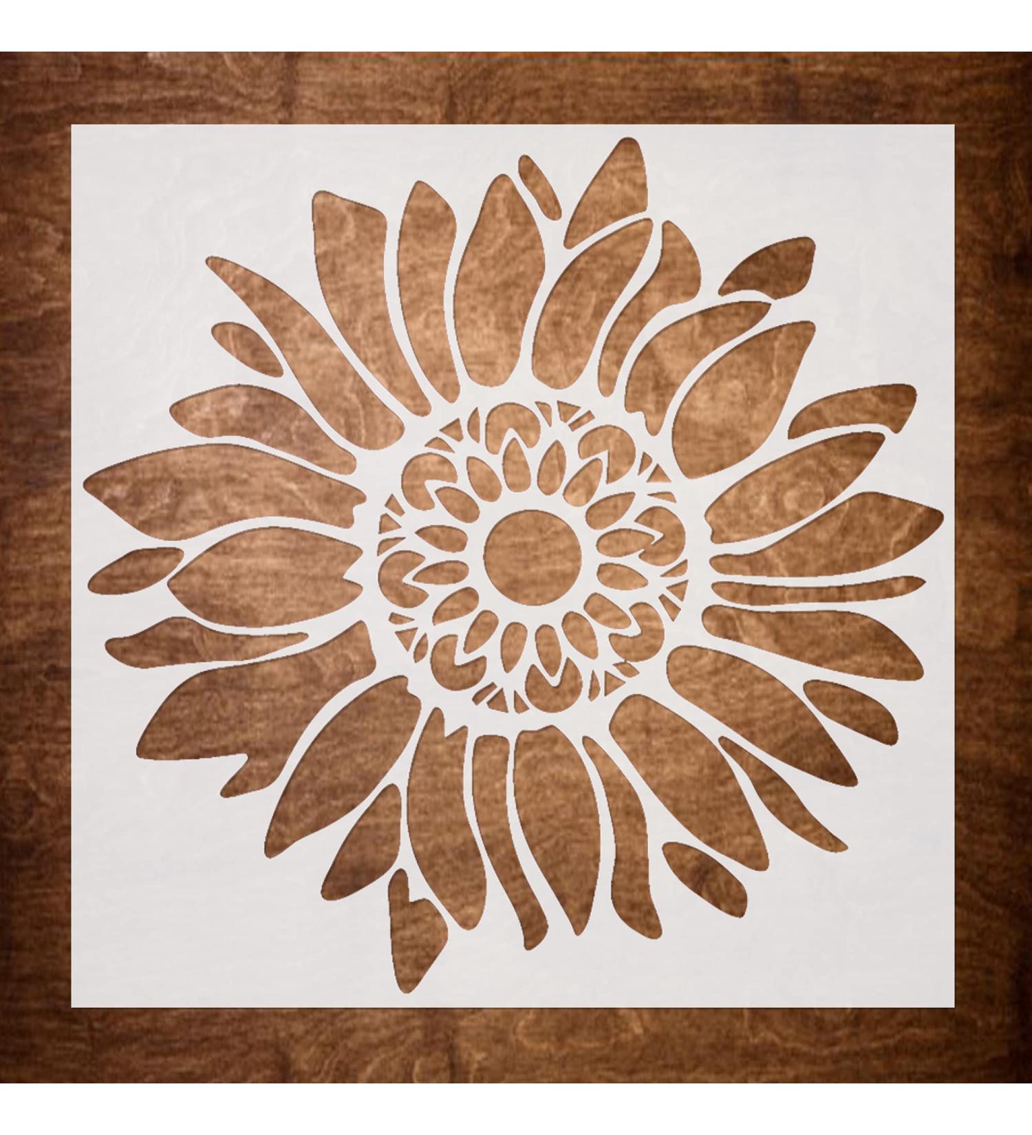 DLY LIFESTYLE Boho Sunflower Stencil - 7x7 Inches - Reusable DIY Art Stencil for Painting on Various Surfaces - Flower Stencil for Wood, Canvas, Paper, Fabric, Walls, and Furniture - Buy Online on GoSupps.com
