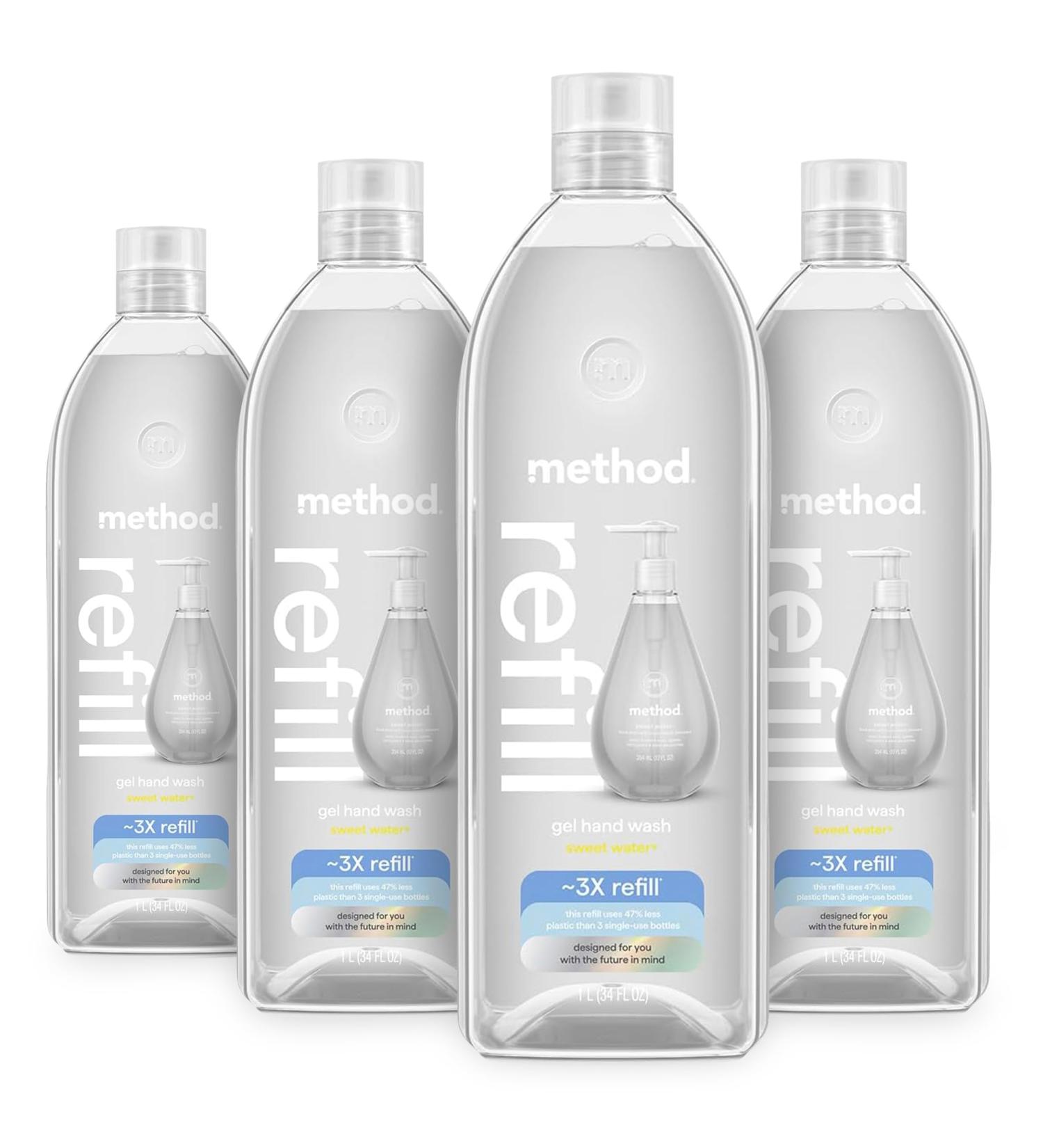 Method Gel Hand Soap Refill Sweet Water Recyclable Bottle 34 oz (Pack of 4) (Packaging May Vary) 34 Fl Oz (Pack of 4) - Buy Online on GoSupps.com