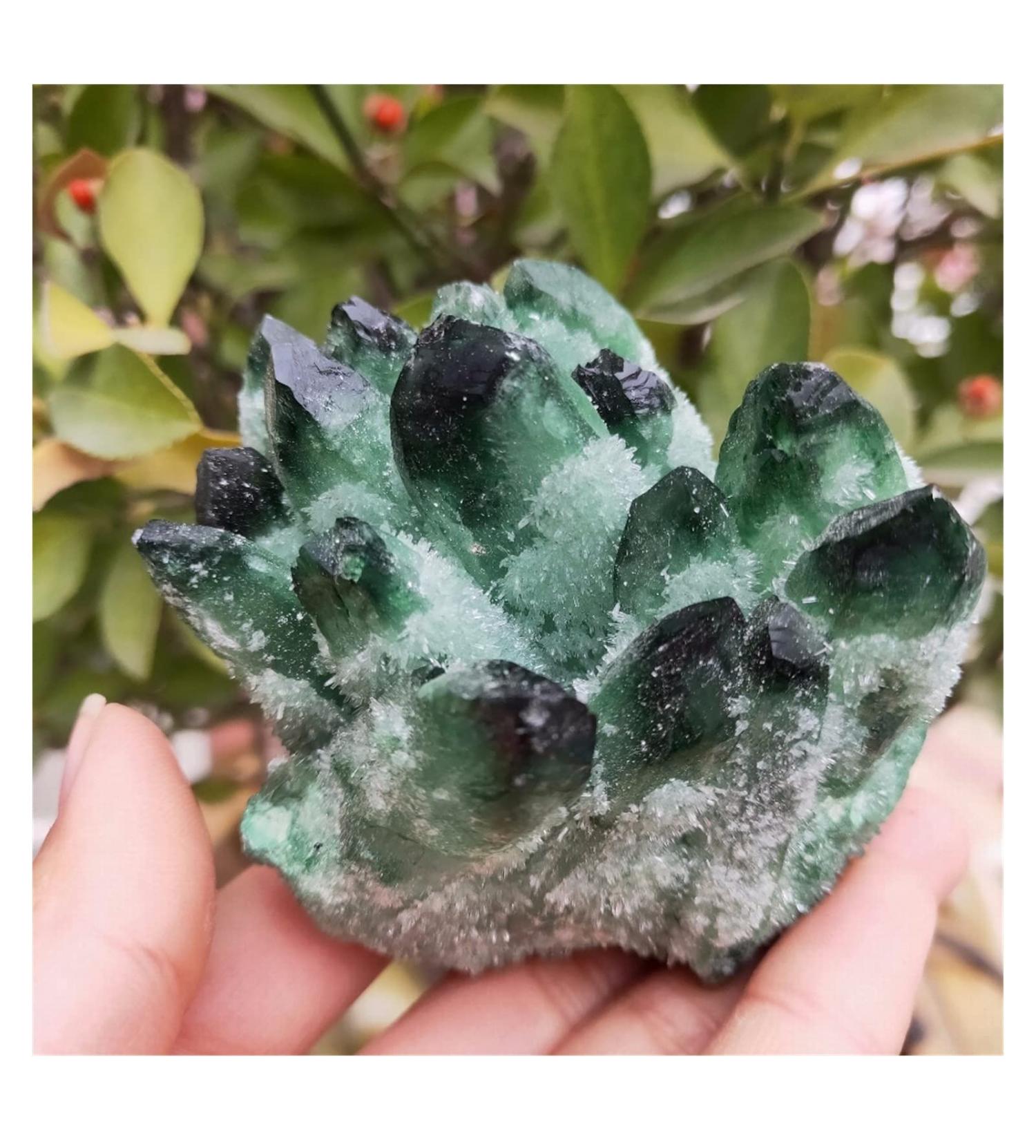 Room Decoration Natural Crystal Rough Quartz Cluster Natural Green Phantom Specimen Cluster Green Ghost Flower Fengshui Decoration - Buy Online on GoSupps.com