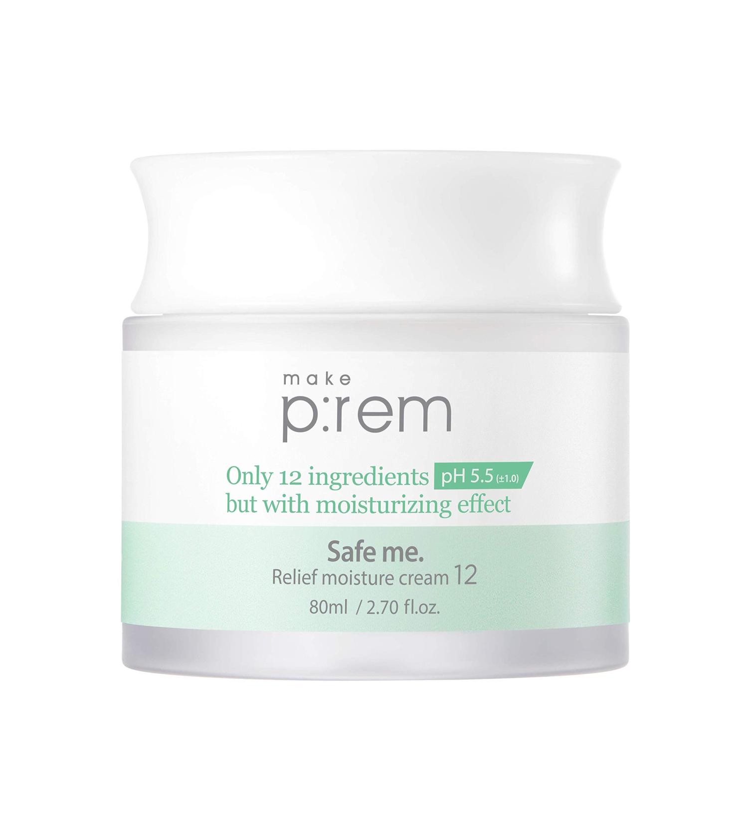Prem Safe Me Relief Moisture Cream 12 - 48-Hour Hydrating Moisturizer for Acne-prone Dry Sensitive Skin - Fragrance & Parabens Free - 80ml - Buy Online on GoSupps.com