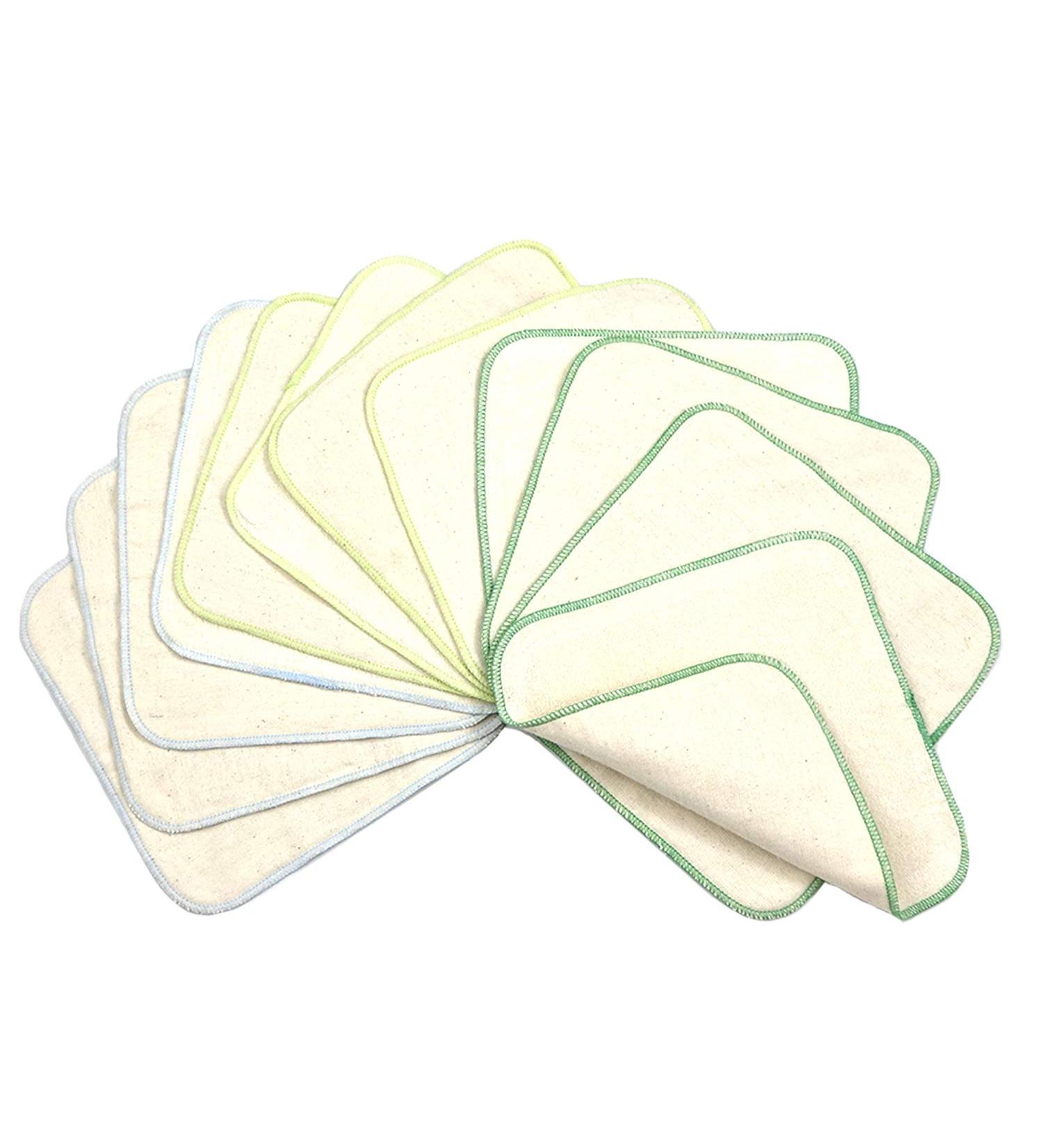 AVO+CADO Reusable Baby Washcloths - 12 Pack Two-Layer Flannel & Terry Towels - Eco-Friendly Green Mini Cotton Wipes for Babies - Buy Online on GoSupps.com