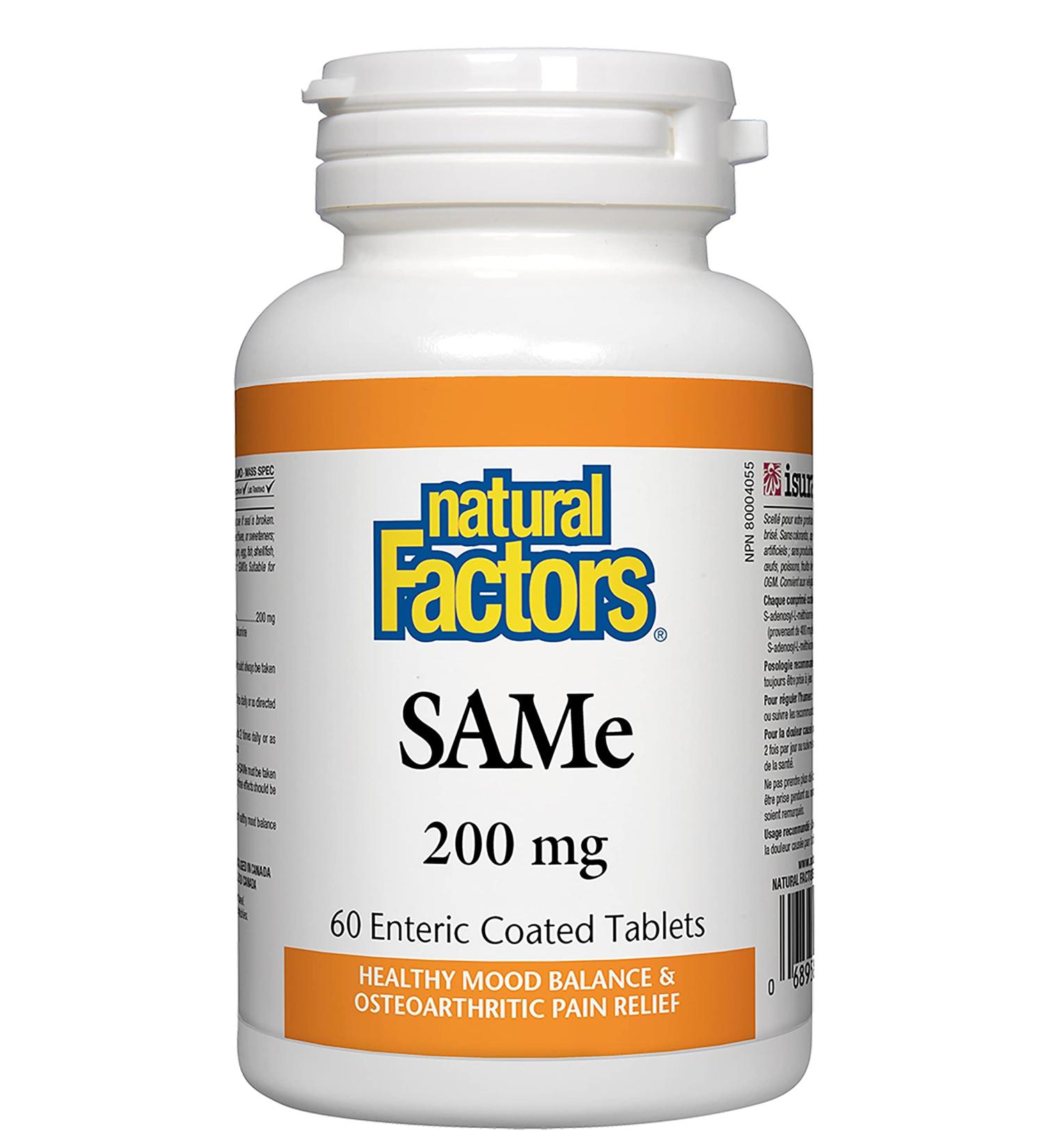 Buy Natural Factors SAMe 200 mg | 60 Slow Release Tablets for Mood Support - Buy Online on GoSupps.com