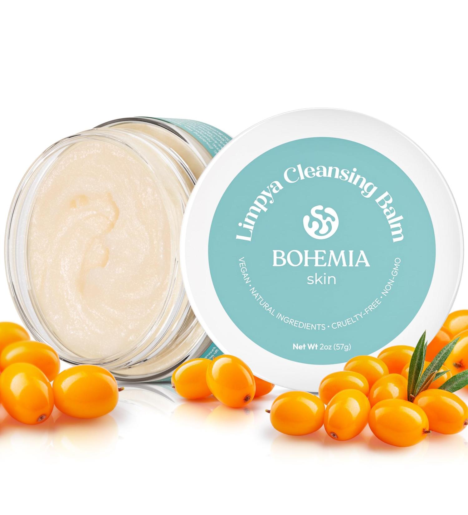 BOHO Skin Cleansing Balm - Hydrating Makeup Remover & Facial Cleanser for All Skin Types | Natural Deep Pore Cleanser with Vitamin E & Botanical Extracts (2oz - Buy Online on GoSupps.com
