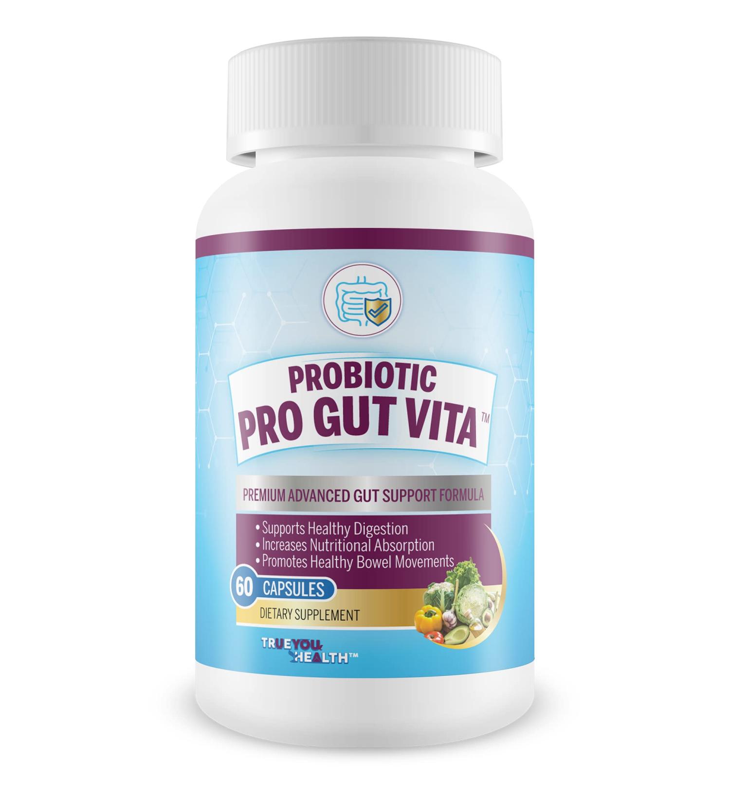Probiotic Pro Gut Vita - Gut Health Support Probiotic & Vitamin Formula - Promote Healthy Digestion Nutrient Absorption Bowel Movements - Help Improve Gut Microbiome for Additional Health Benefits - Buy Online on GoSupps.com