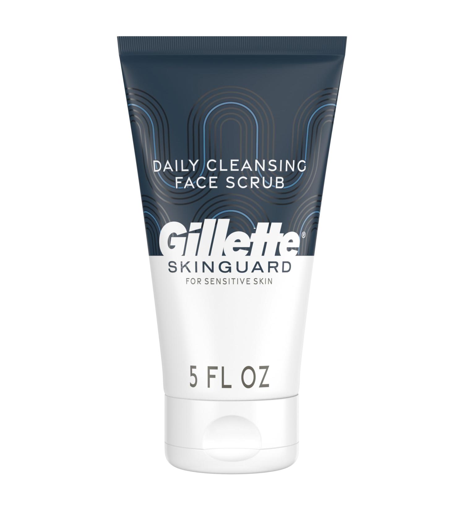 Gillette SkinGuard Face Scrub for Men 5 oz Daily Cleansing Exfoliating Face Scrub with Shea Butter and Charcoal - Buy Online on GoSupps.com