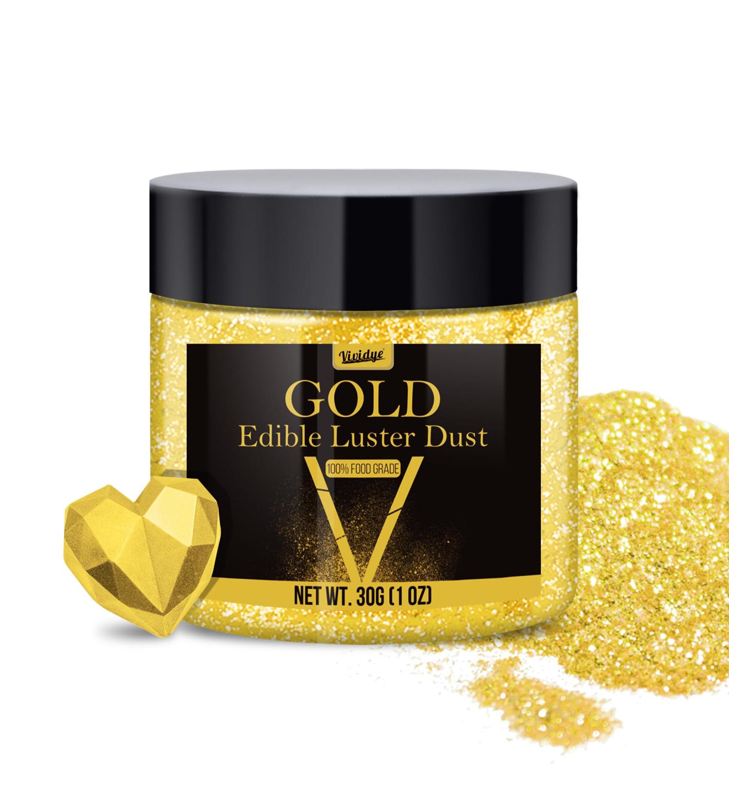 Buy 30g Edible Gold Glitter Powder - Perfect for Drinks Cakes & Cocktails | Edible Metallic Food Coloring - Buy Online on GoSupps.com