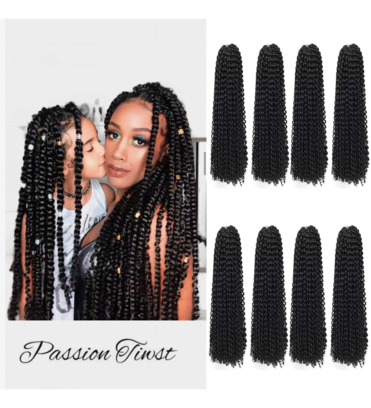 8 Packs 18 Inch Water Wave Passion Twist Crochet Hair for Black Women - Long Bohemian Braiding Extensions in 1B - Buy Online on GoSupps.com