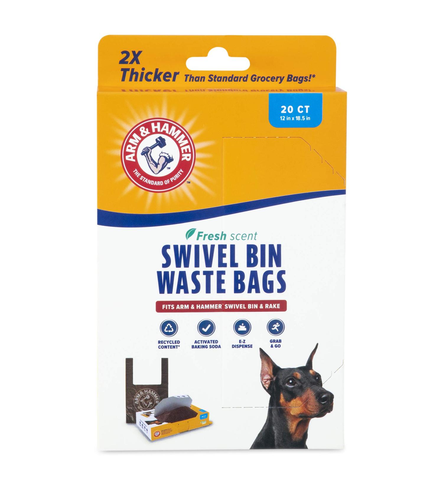 Arm & Hammer Swivel Bin & Rake Heavy Duty Waste Bags - 20 Count Refill Bags with Fresh Scent & Baking Soda for Maximum Odor Control - Buy Online on GoSupps.com