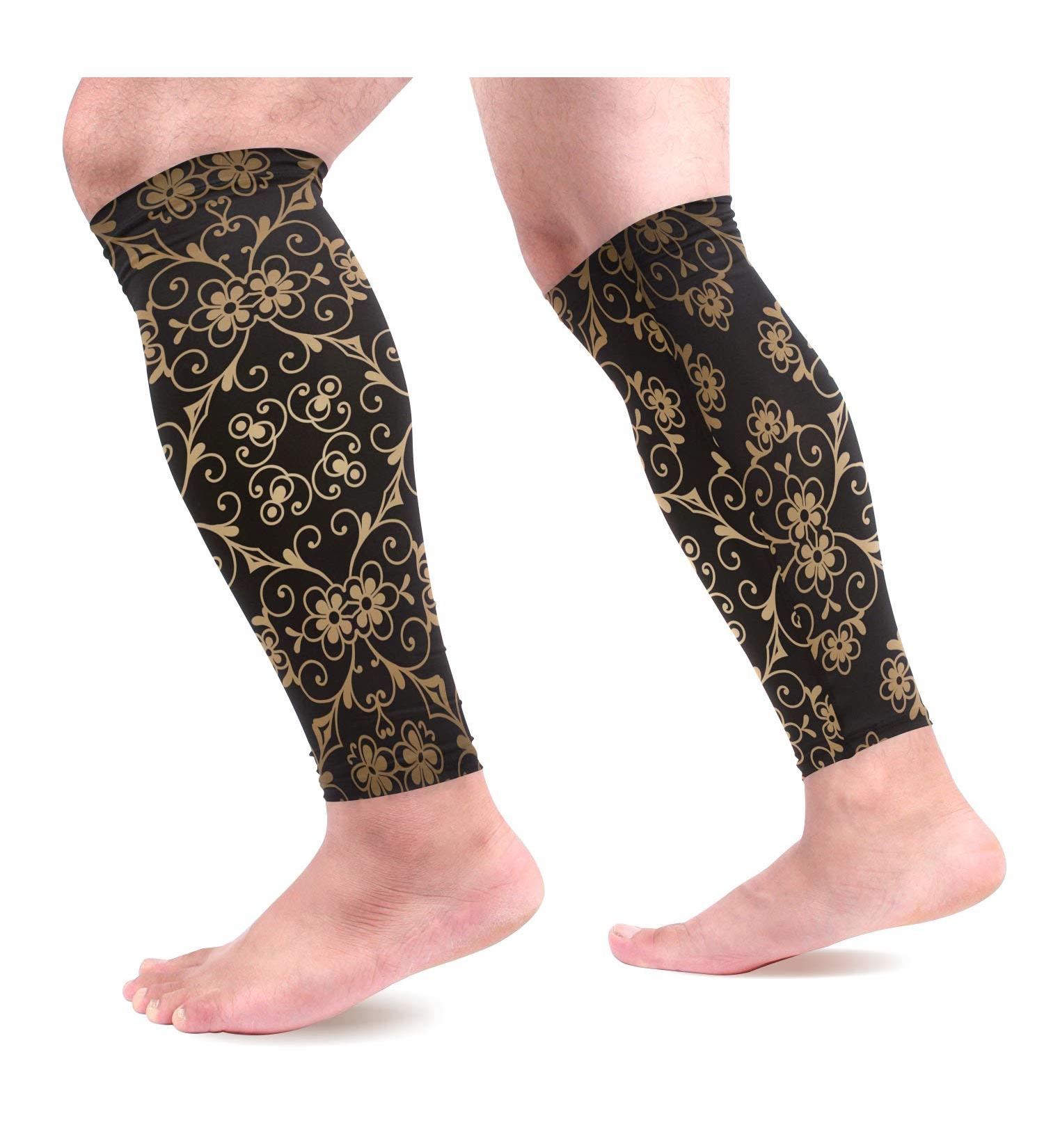Shop Ezioly Vintage Gold Compression Stockings - Floral Design for Running Cycling Travel & Nurses - Buy Online on GoSupps.com