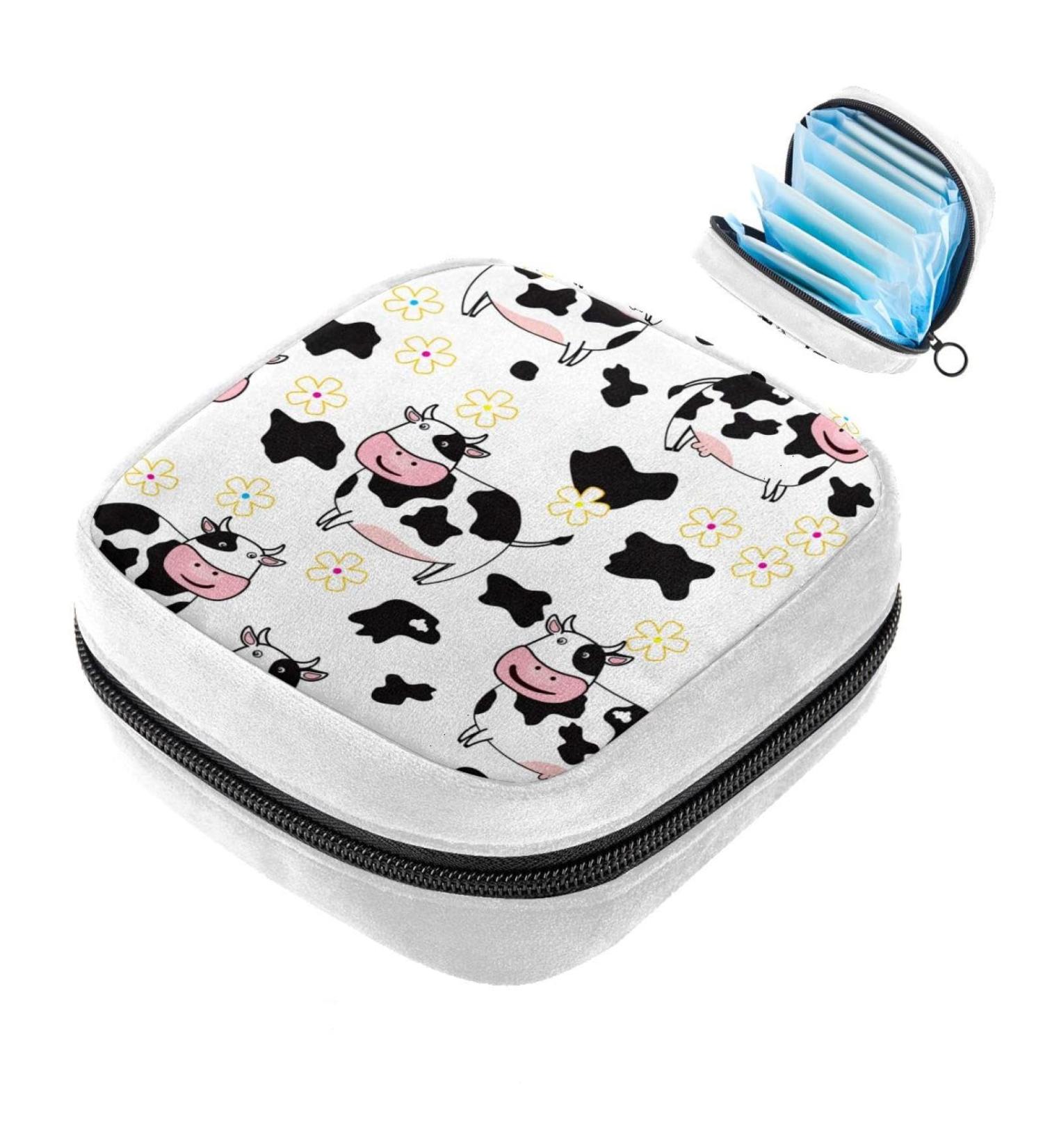 GIAPB Sanitary Napkin Storage Bag | Period Tampon Makeup Pad Pouch | Cows and Flowers Design - Buy Online on GoSupps.com