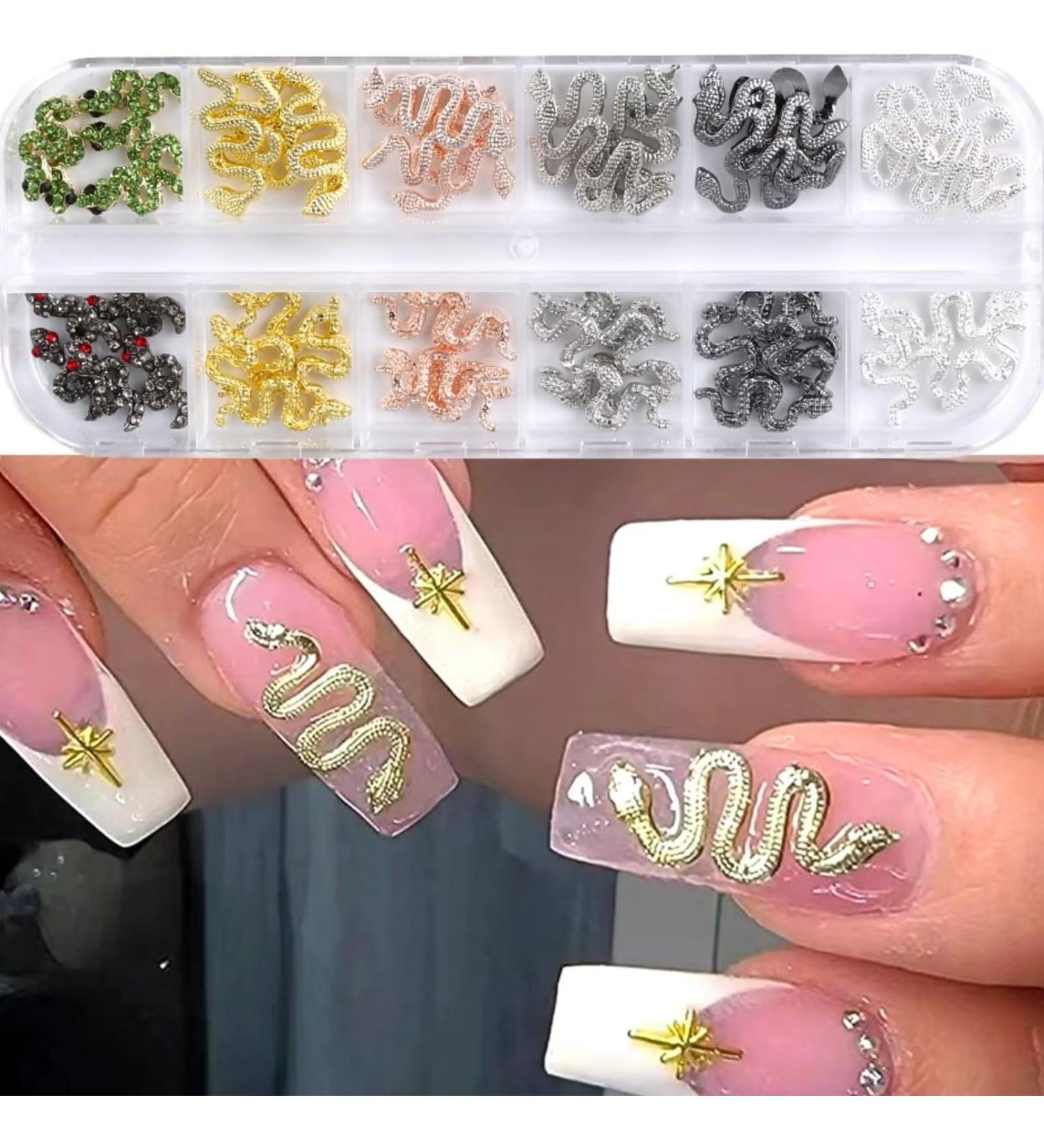 RUNRAYAY 60Pcs snake Luxury Nail Art Rhinestone 3D Dangle Nail Art Charms Crystal Gems Nail Diamond for Girl Women DIY Nail Design Craft Jewelry Making with a Box 5 Styles - Buy Online on GoSupps.com