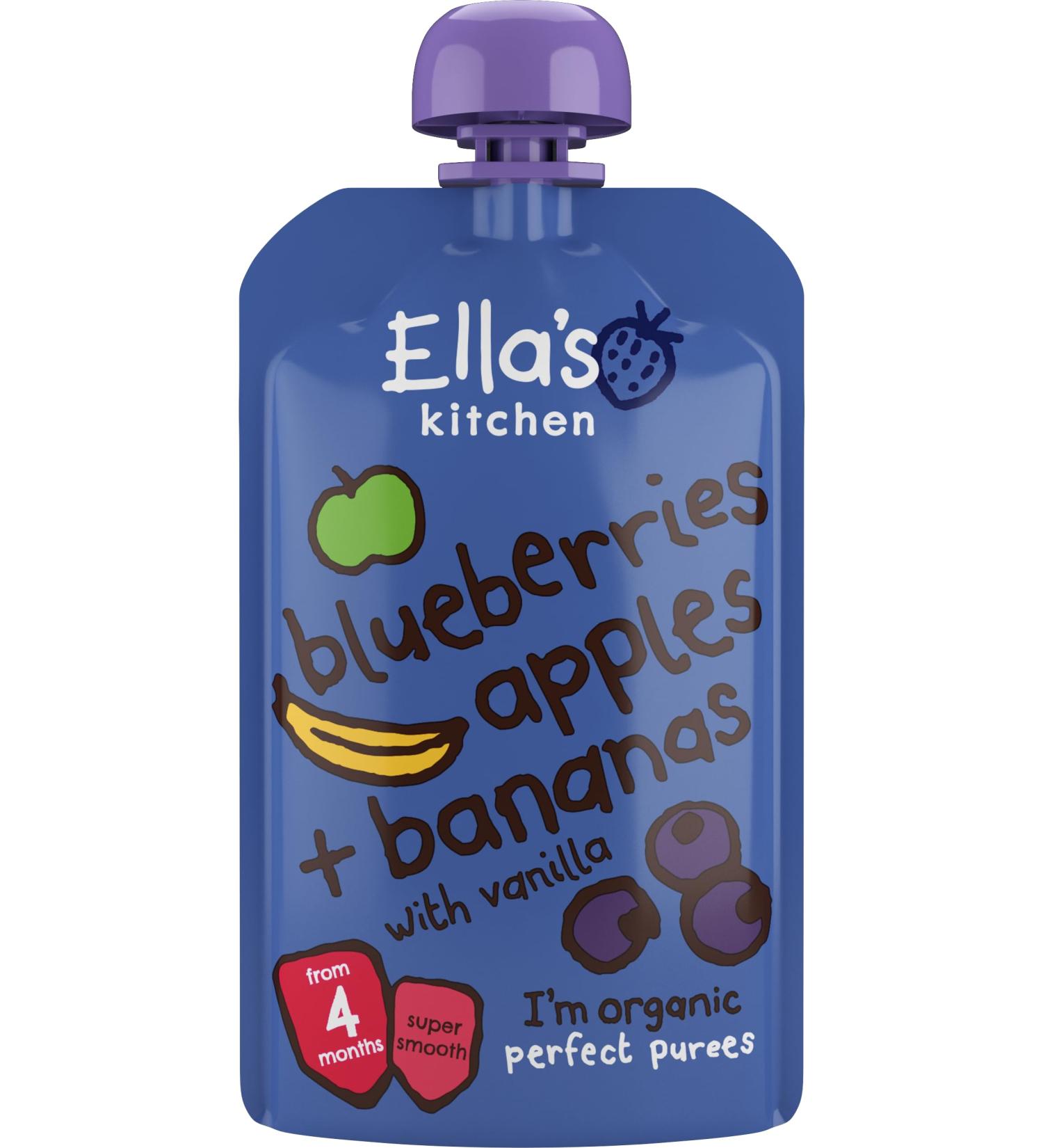 Ella's Kitchen Stage 1 Blueberries/Apples/Bananas and Vanilla 120 g (Pack of 7) Blueberry NO