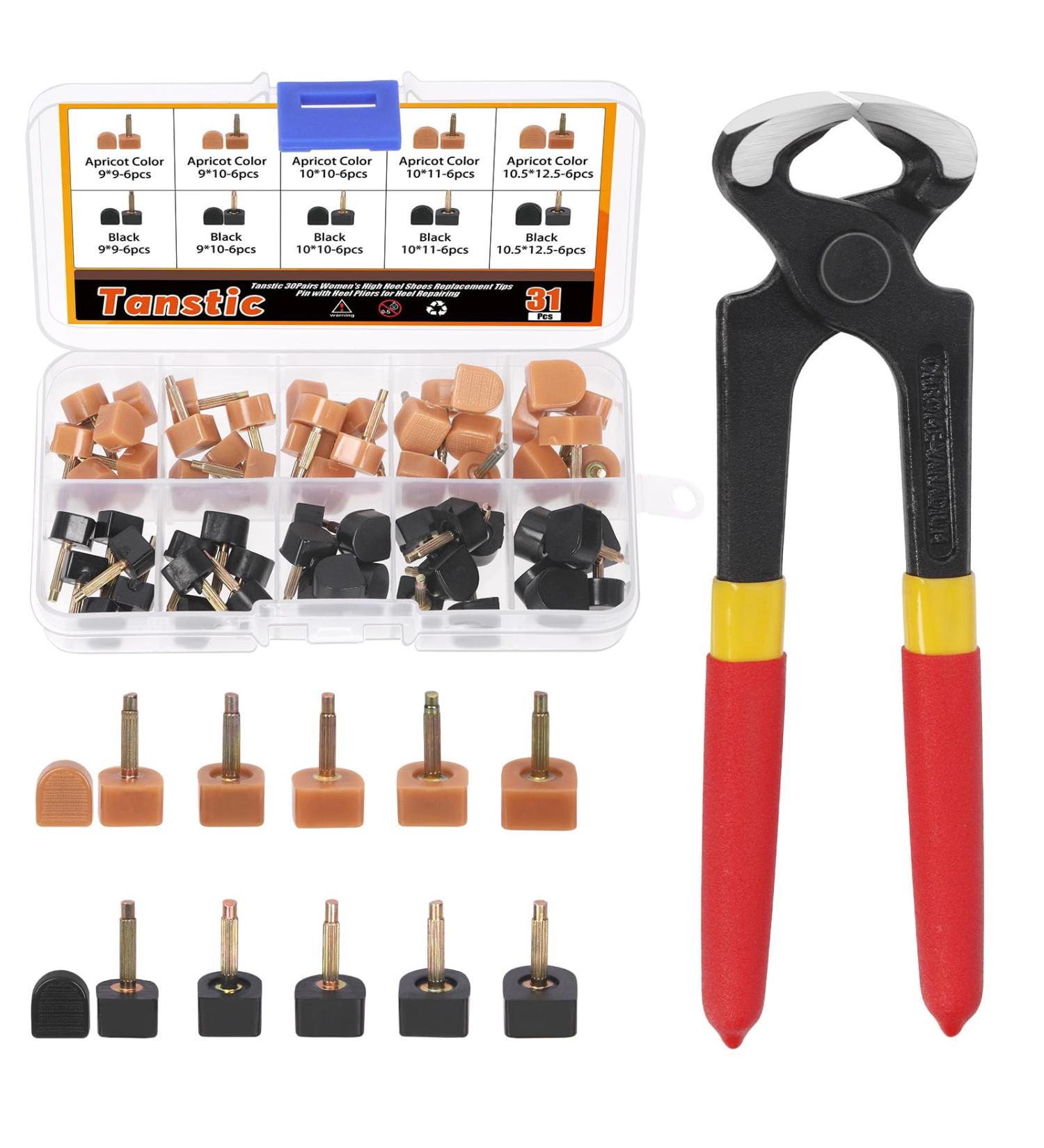 30 Pairs High Heel Shoe Tips & Pliers Set - Replacement Tips for Women s Heels | Tanstic | Black & Beige Multiple Sizes | International Shipping - Buy Online on GoSupps.com