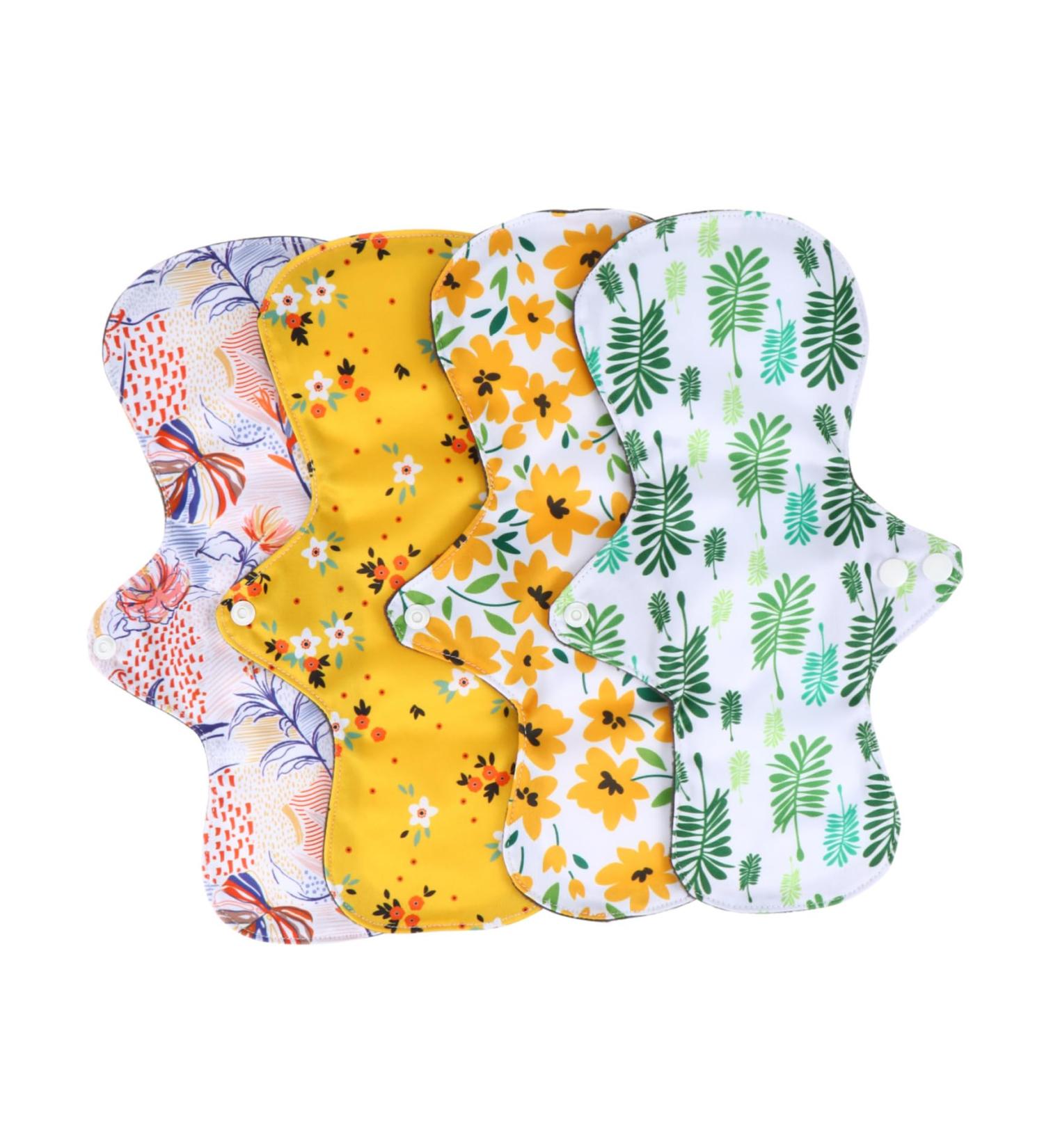 Healvian 4Pcs Bamboo Charcoal Menstrual Pad Set | Eco-Friendly Period Panty Liners | Earth Tones | Bamboo Charcoal Fiber Inner Layer - Buy Online on GoSupps.com