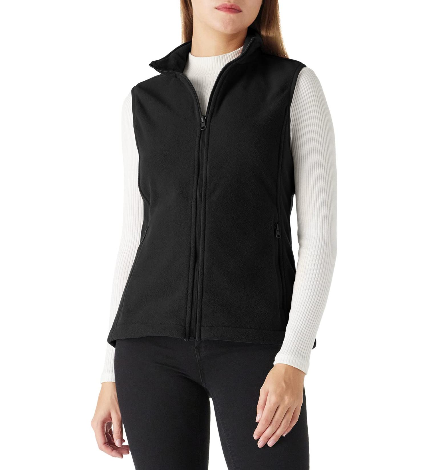 Buy Women's Outdoor Fleece Vest - Soft Sleeveless Jacket with Zip Pockets | Sport Running Spring Autumn Vest in Black | XL Size Available - Buy Online on GoSupps.com