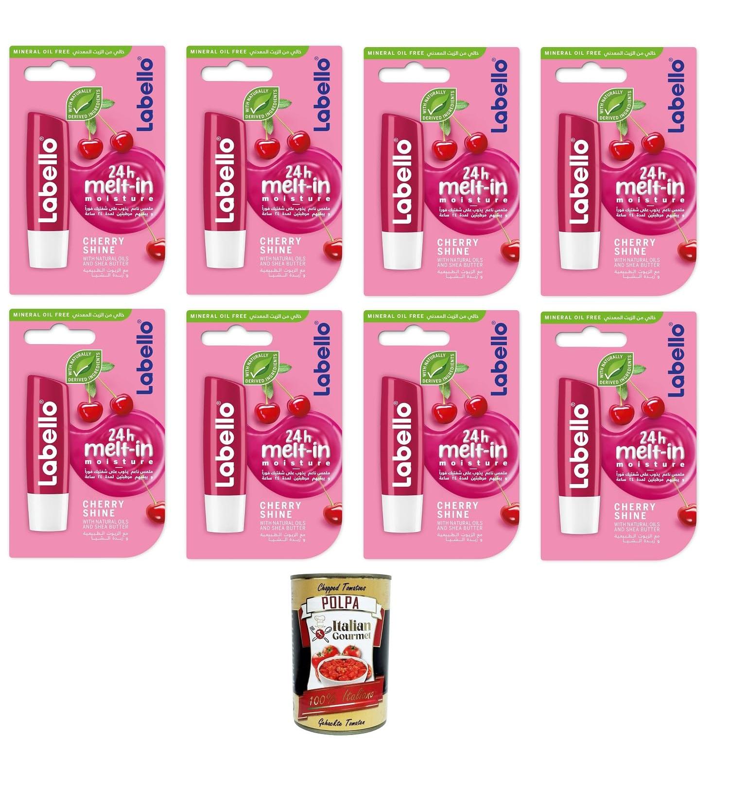  Italian Gourmet E.R. Cherry Shine Lip Balm 4.8g toning and nourishing with cherry aroma moisturizing lip balm 8 x 4.8g + Italian Gourmet Pulpa 400g - Buy Online on GoSupps.com