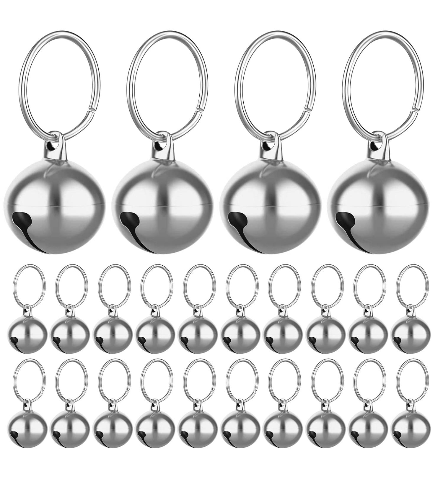 Molain 24-Piece Cat & Dog Collar Bells - Silver Training Bells with Key Ring - Perfect Pet Accessories for Festivals & DIY - Buy Online on GoSupps.com