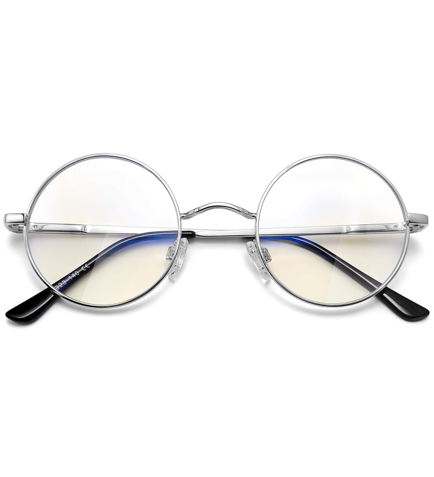 Joopin Blue Light Filter Glasses for Men - Round Metal Frame Gaming & Computer Glasses - Anti-Blue Light A22-Sliber - Buy Online on GoSupps.com