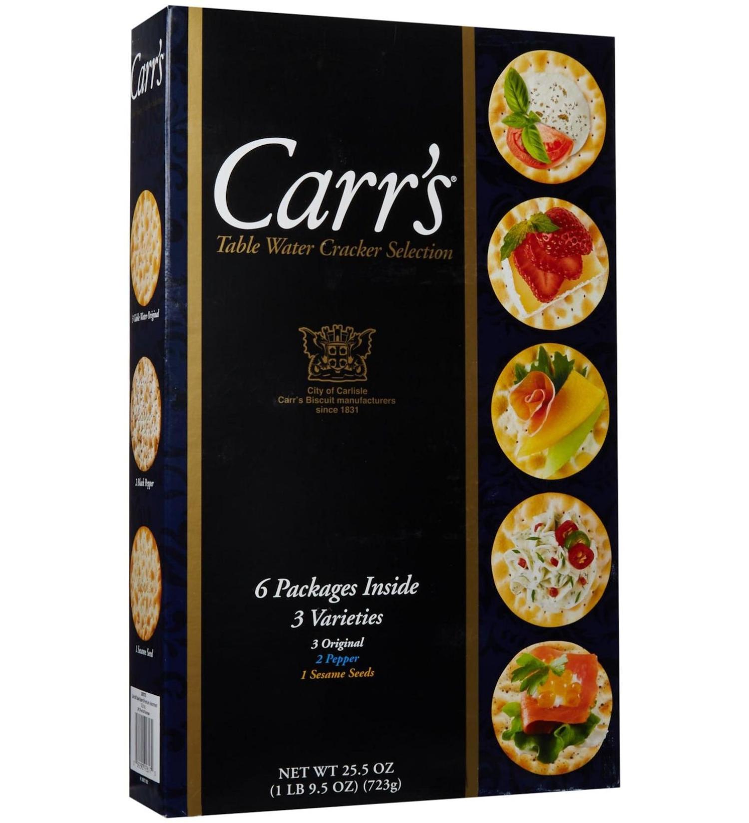 Carr's Table Water Cracker Selection - 6 Packages, 3 Varieties - 1lb 9.5 oz. Box - Buy Online on GoSupps.com