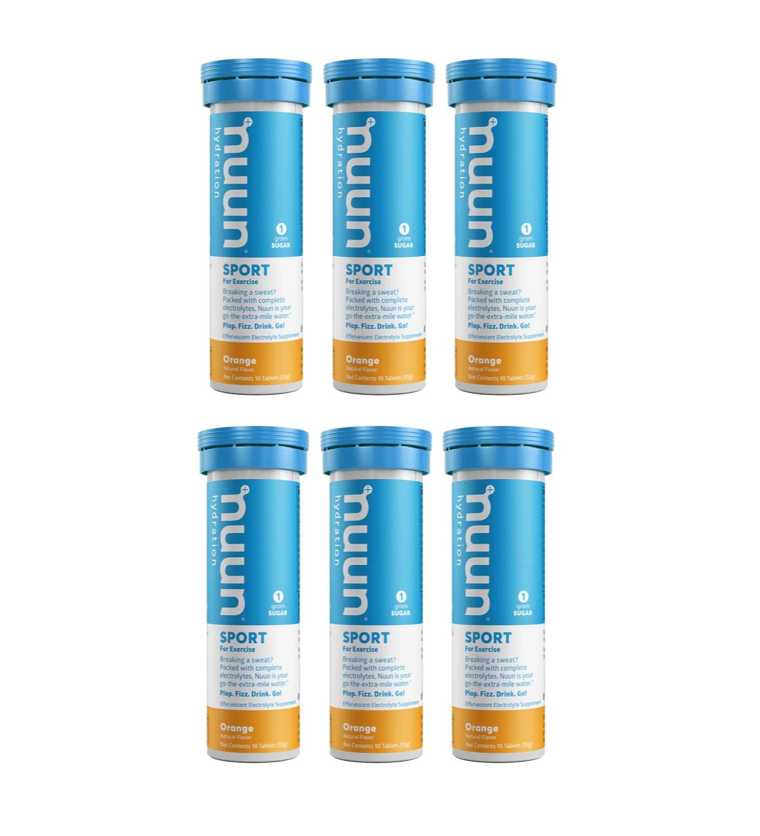 Nuun Sport Orange Electrolyte Drink Tablets - 6 Tubes of 10 - Hydration Boost for Active Lifestyles - Buy Online on GoSupps.com
