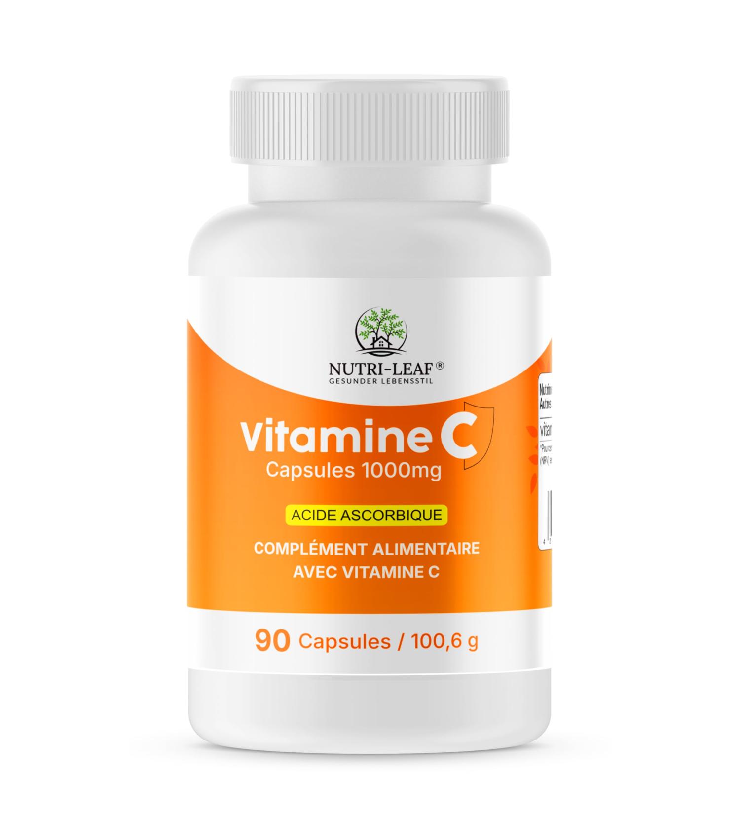 Vitamine C 1000mg Haute Dose G lules Haute Biodisponibilit Booster Immunit & nergie Antioxydant pour Peau Collag ne Articulations & D fenses Naturelles NUTRI-LEAF - Buy Online on GoSupps.com