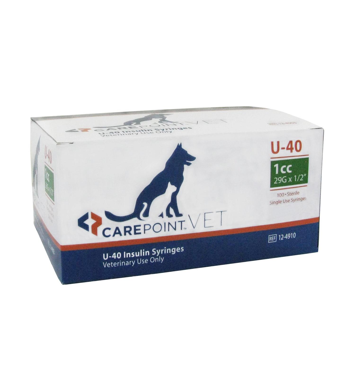 CarePoint VET U-40 Pet Insulin Syringe 1cc  29G x 1/2  100/Box 12-4910