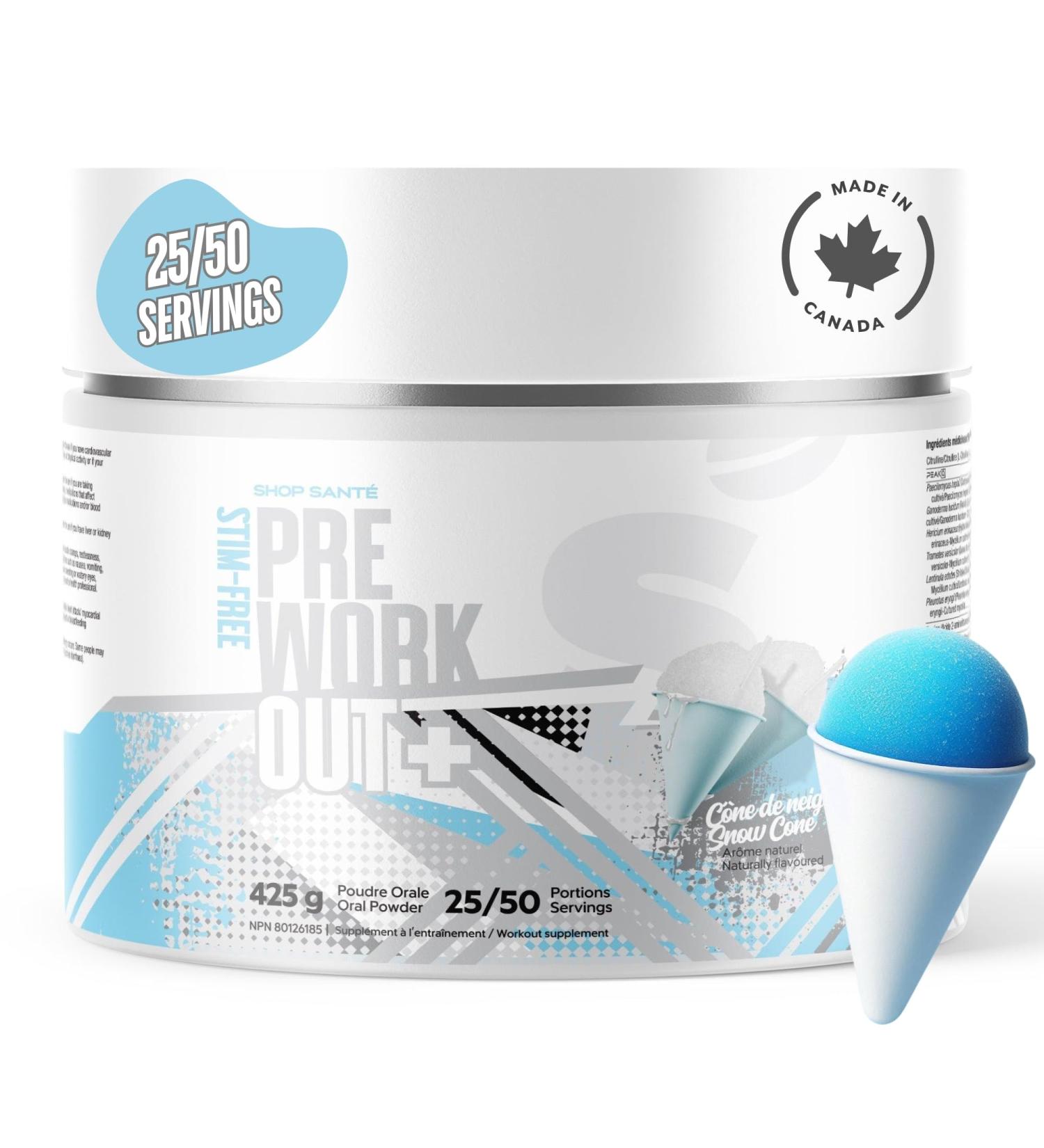 Shop Sante Pre Workout Plus Stim-Free Caffeine-Free EAA/BCAA with L-Arginine Acetyl-L-Carnitine & L- Citruline Amino Acid Supplement 50 Servings Snow Cone - Buy Online on GoSupps.com