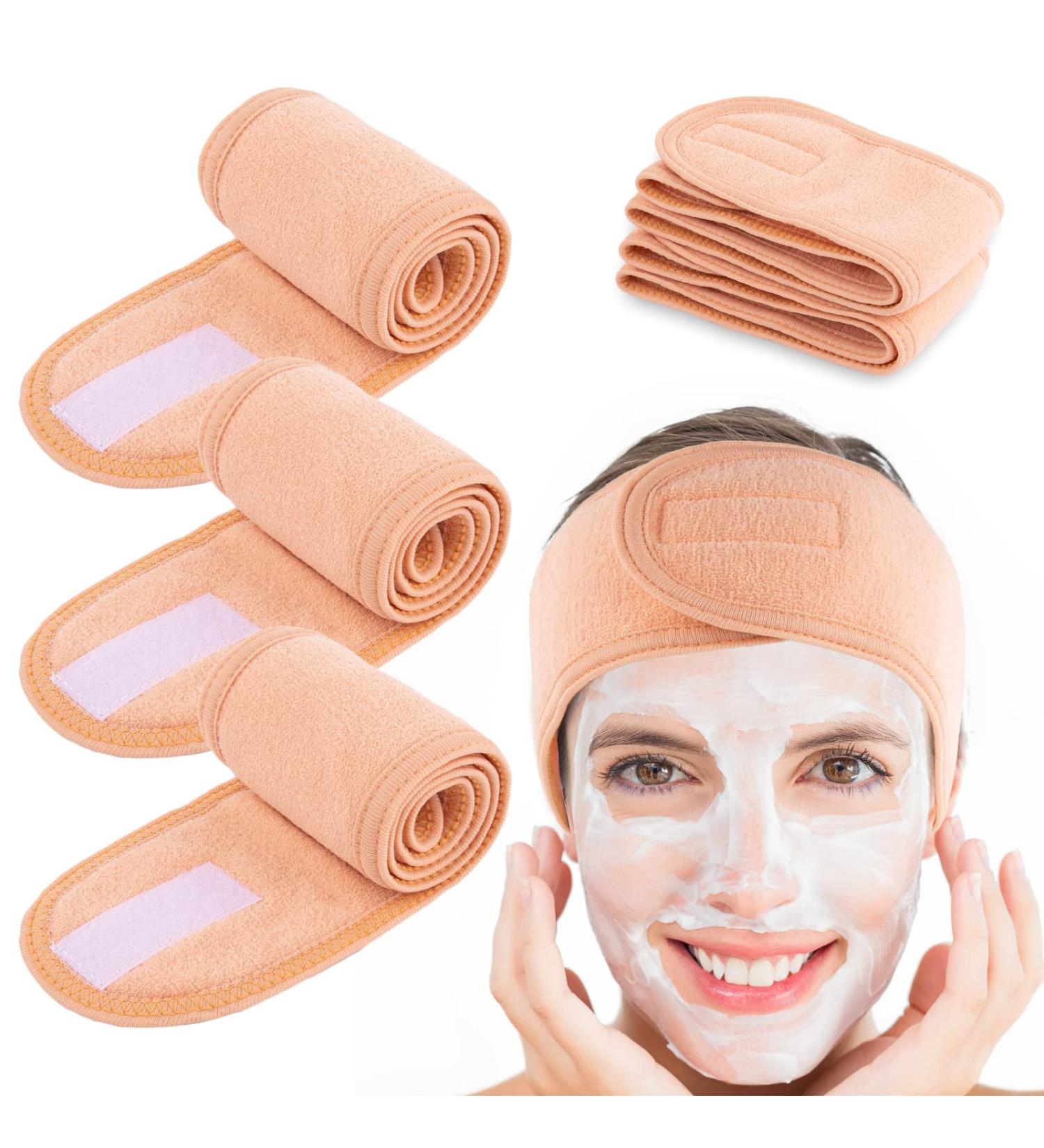 Whaline Spa Facial Headband 4 Packs - Adjustable Terry Cloth for Bath, Makeup & Sport (Living Coral) - Buy Online on GoSupps.com