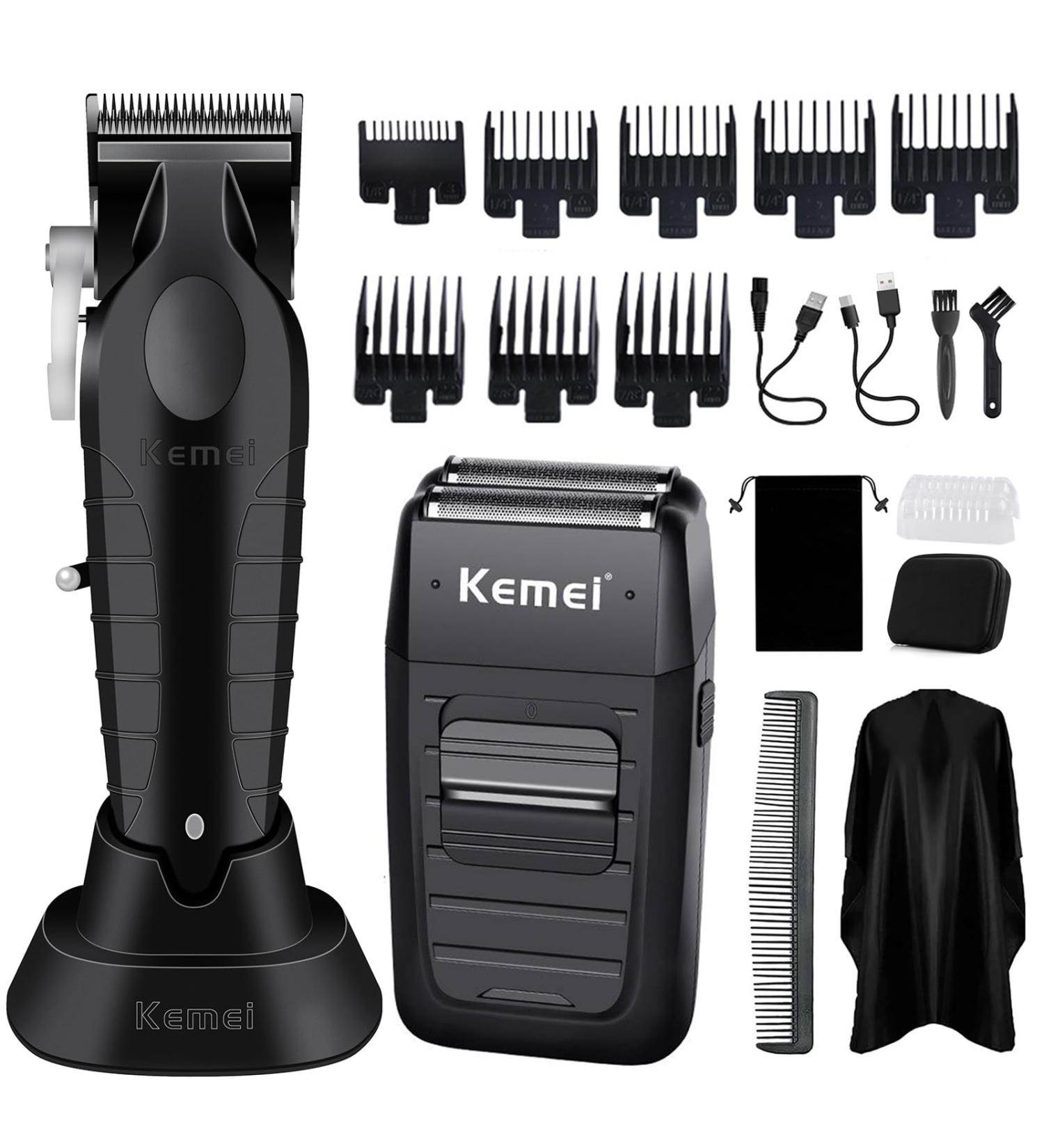 Professional KEMEI Hair Clipper & Trimmer Set | Cordless Electric Beard Trimmers for Men | Barber Hair Cutting Kit KM-2296 & KM-2299 - Buy Online on GoSupps.com