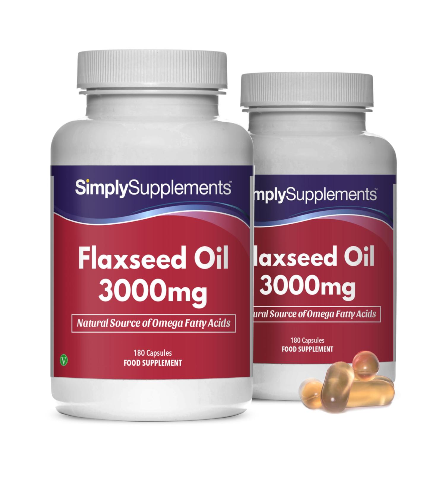 Flaxseed Oil Capsules 3000mg | High Strength ALA Source | Fish Oil Alternative | 2 x 180 Capsules | UK Made - Buy Online on GoSupps.com
